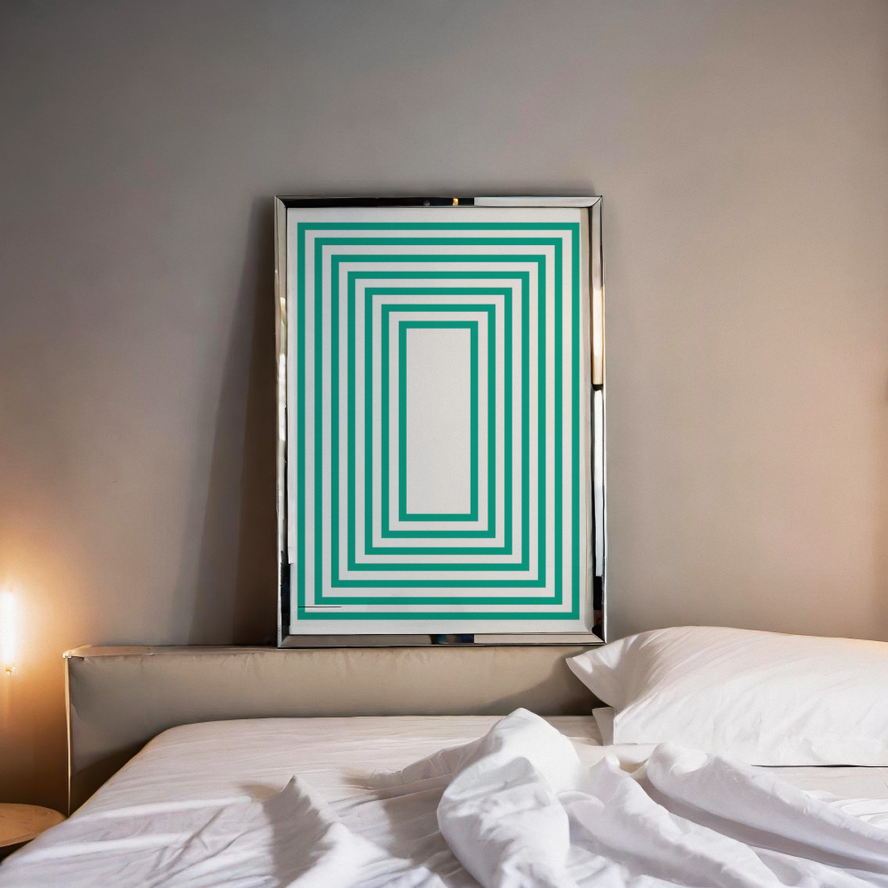 bedroom print. green stripy print for bedroom