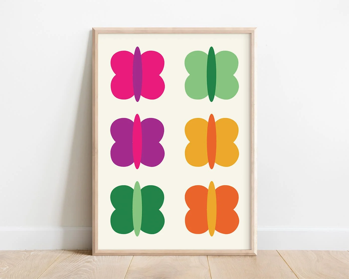 Bright Butterflies Print, White