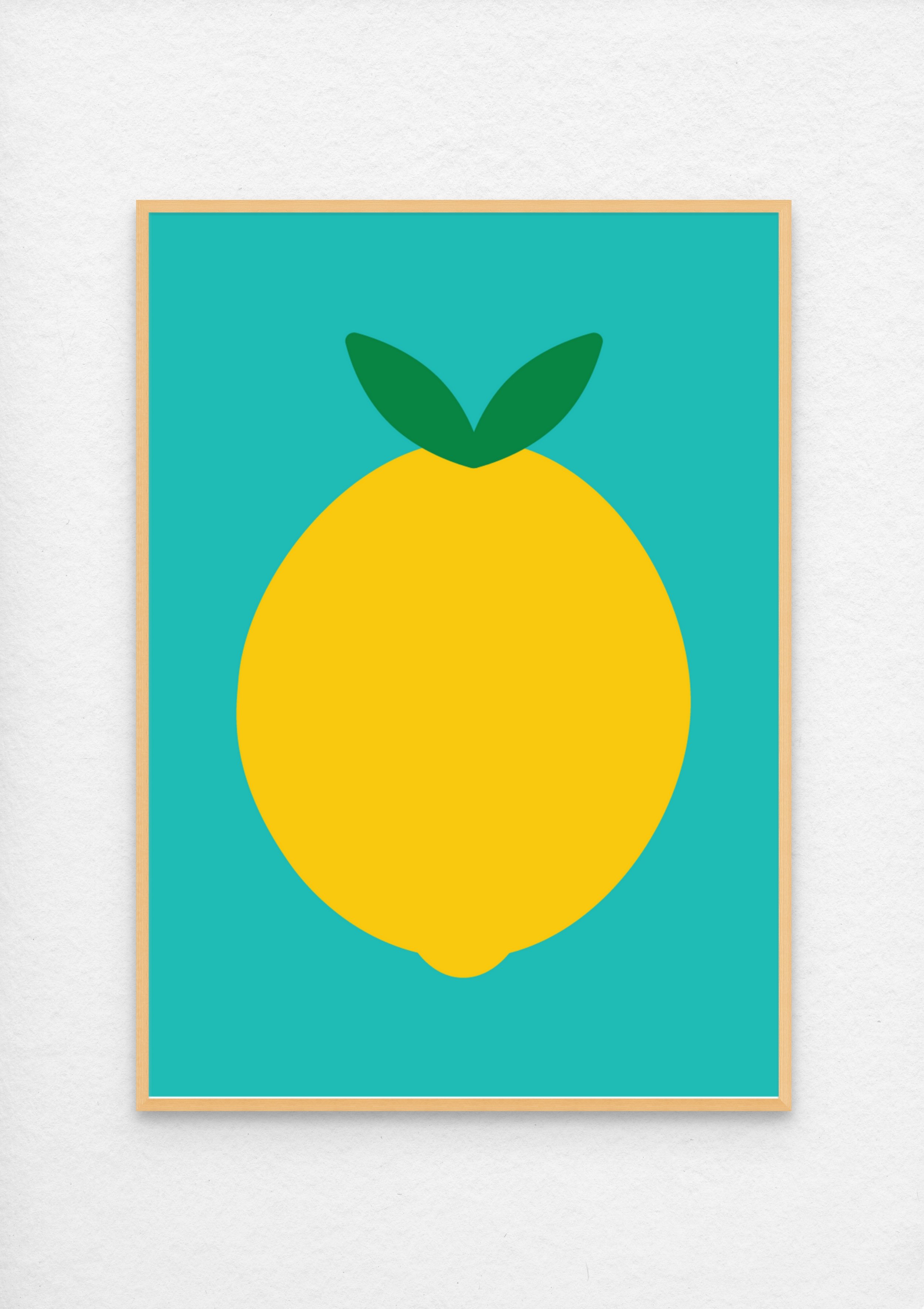 Sorrento style lemon print in wood frame