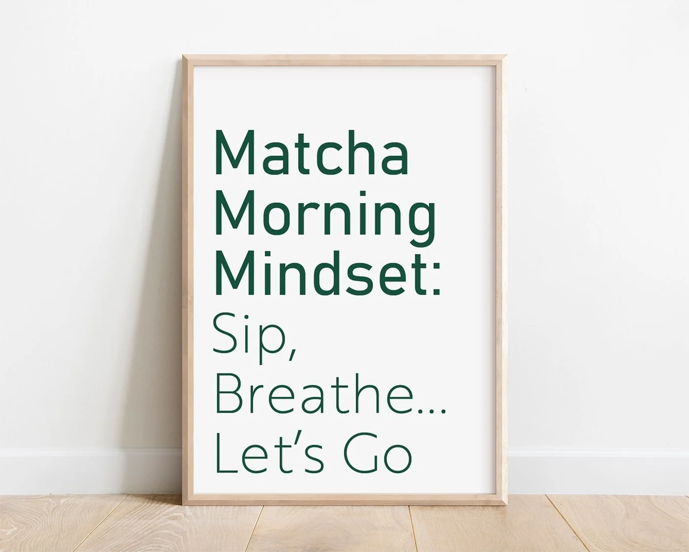 Frame matcha typography print on white background