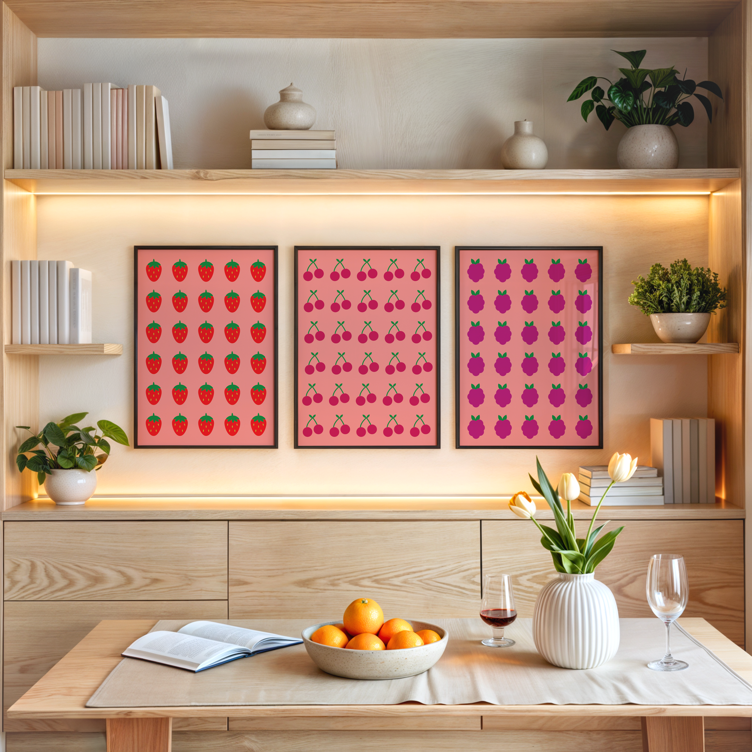 pink print set