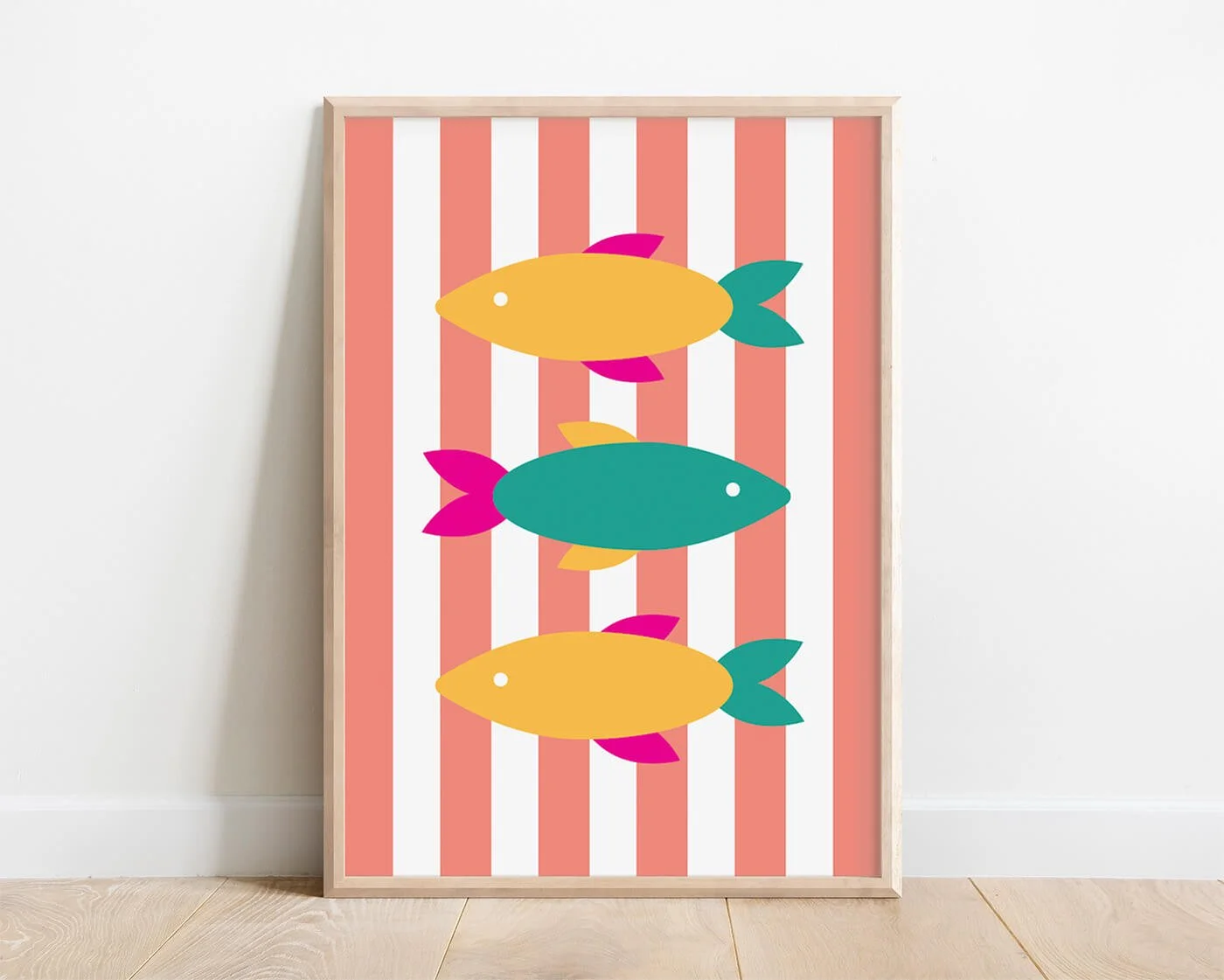 Peach Stripy Fish Print