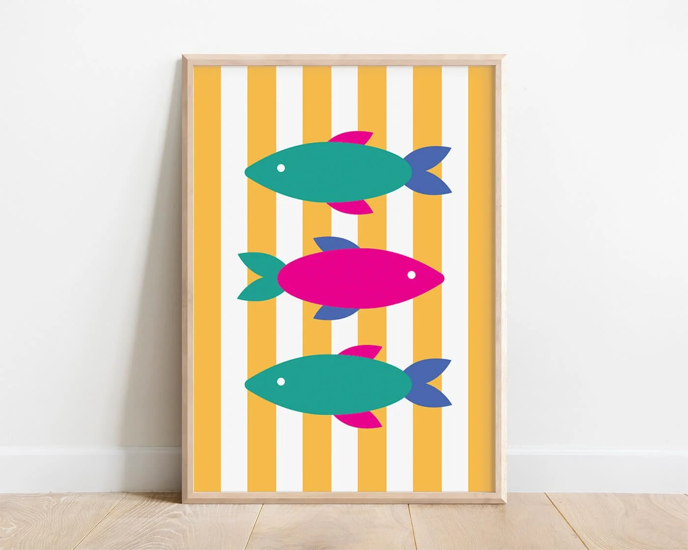 Yellow Stripy Fish Print