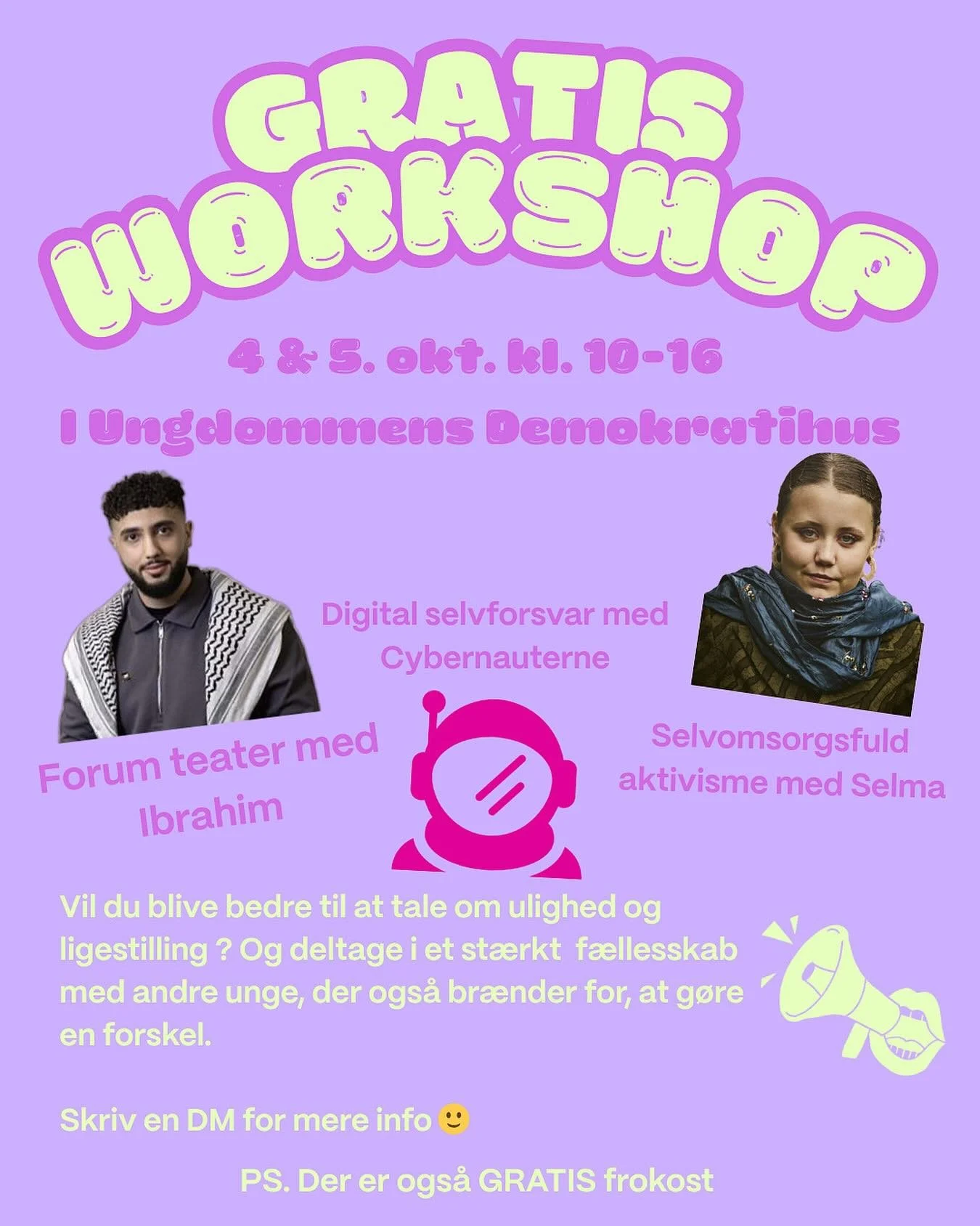 Vil du v&aelig;r bedre til at tale om ligestilling?
Har du lyst til at g&oslash;re noget ved den uretf&aelig;rdighed du ser eller m&oslash;der i din hverdag? 💪😎

Og vil du g&oslash;re det i et st&aelig;rkt f&aelig;llesskab sammen med andre unge? 🫶