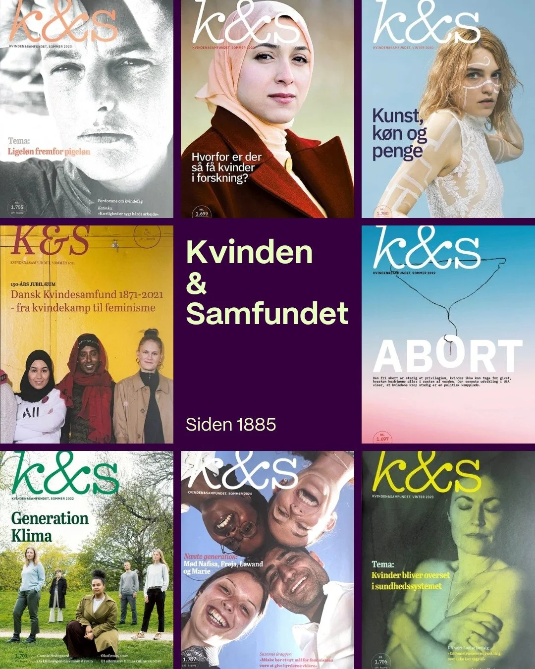 Vidste du, at verdens ældste kvindeblad stadig udgives? 
📜 Magasinet ”Kvinden & Samfundet” blev udgivet for første gang i 1885 af Dansk Kvindesamfund med målet om at “give Oplysninger om Kvindens Stilling he