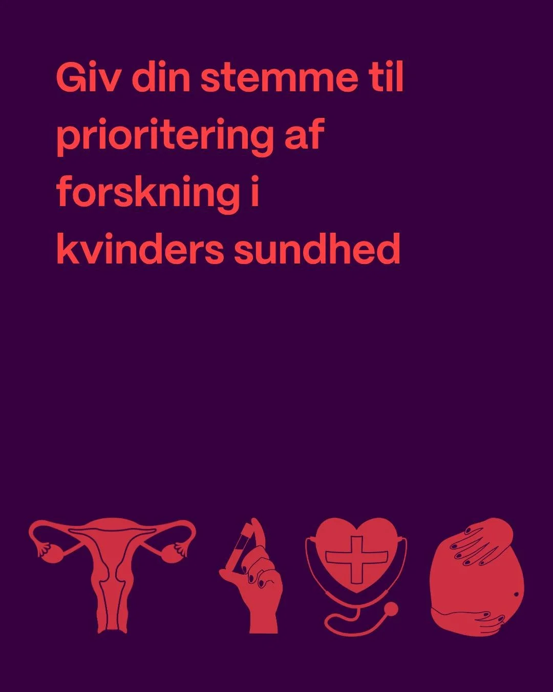 Giv din stemme til prioritering af forskning i kvinders sundhed. ❤️

I Danmark er der afsat 160 mio. kr. til at styrke forskning i kvinders sundhed. Men hvilke omr&aring;der opleves som vigtigst at f&aring; mere viden om?

Dansk Kvindesamfund, Syddan