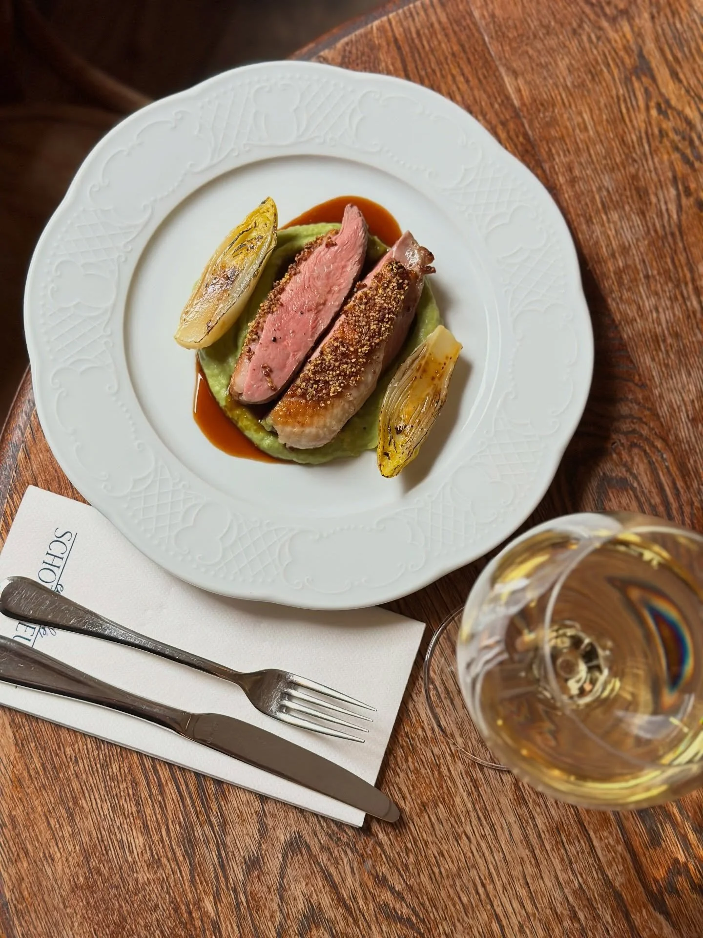 Deze wil je niet delen&hellip;. 

Eendenborst | Mousseline | Prei | Witlof | Mosterd