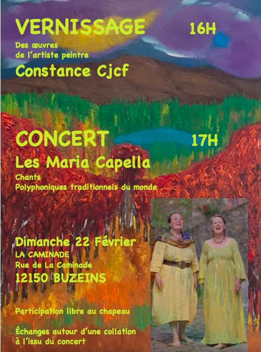 Concert  Les Maria Capella à Buzeins 22 février 2026