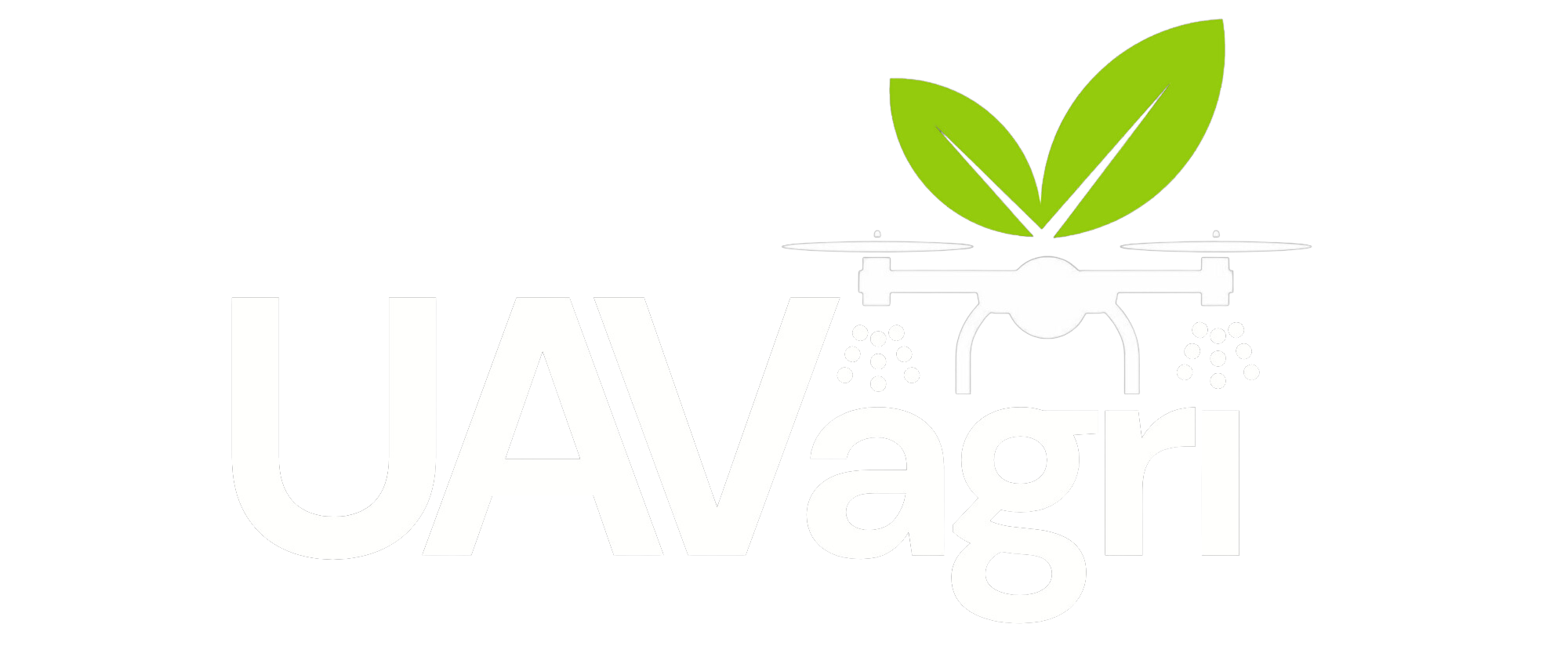 Logo of UAV Vegari with a drone and green leaves above the text on a black background.