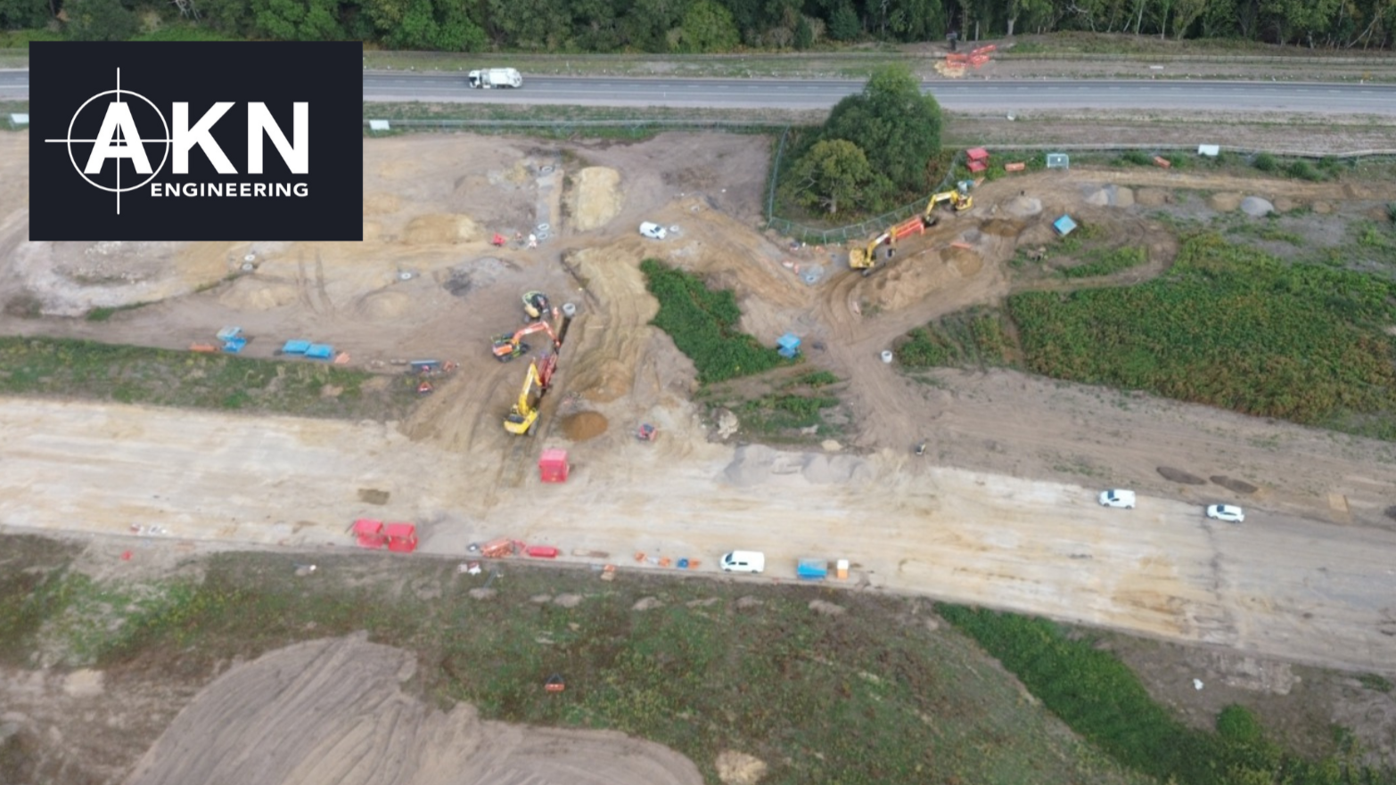 Overhead shot of a construction site at groundworks stage in the UK, after 3D laser scanning survey
