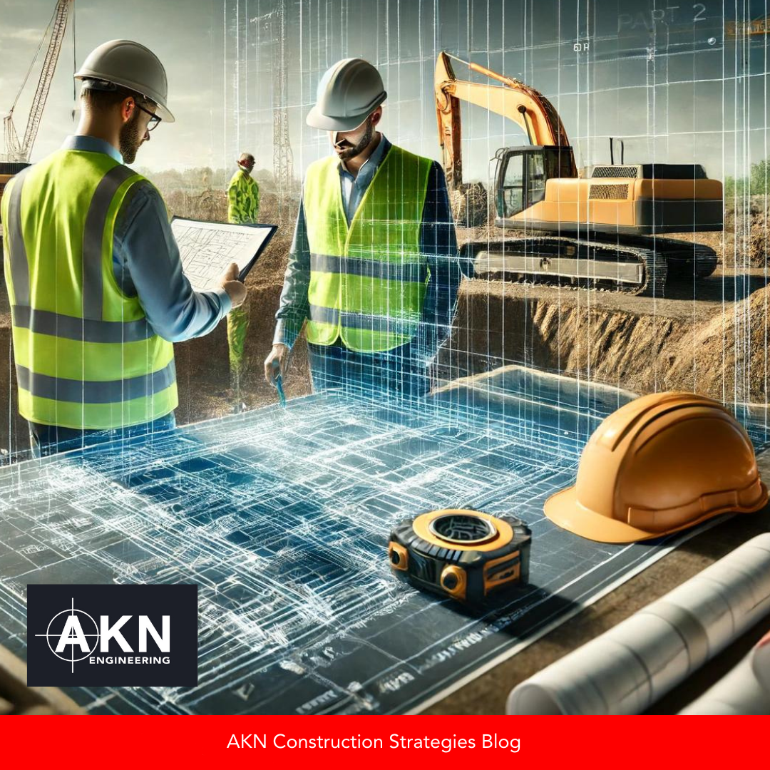 AKN Engineering - Site Engineers in quarry with surveying drawings