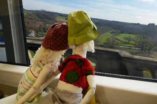 Beattie & Beanie loved to look out of the train window at the passing countryside