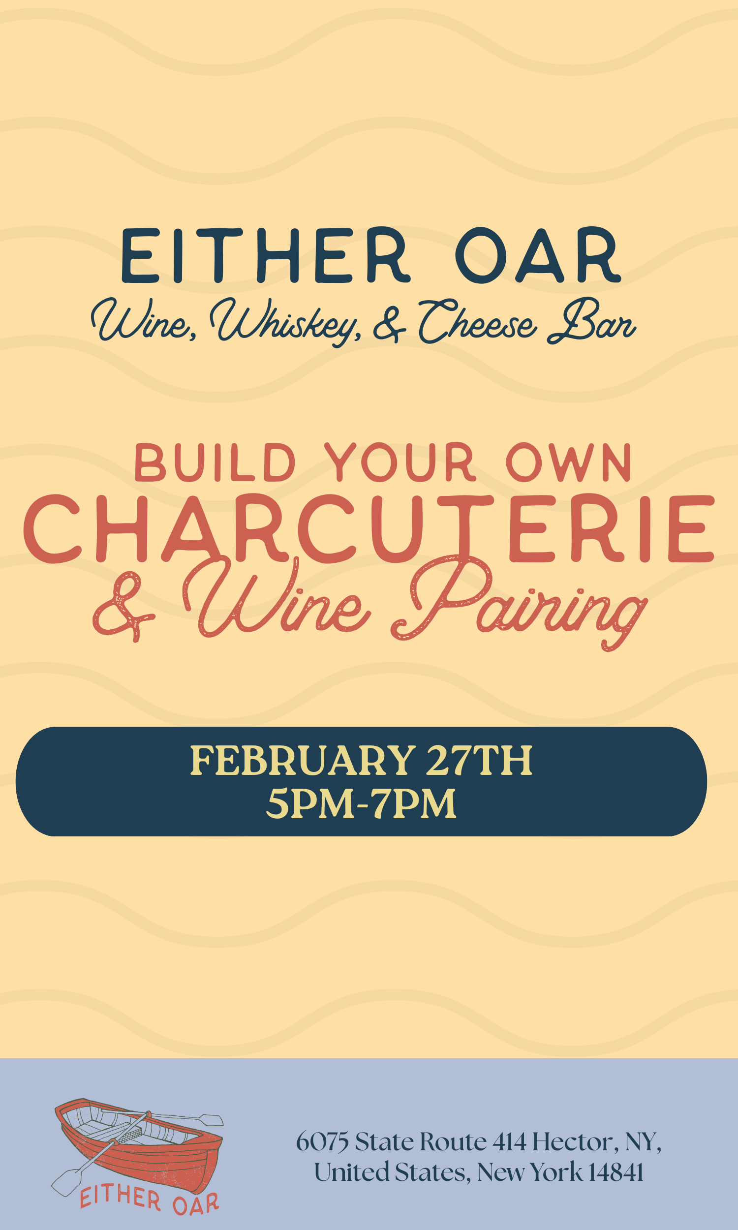 Build Your Own Charcuterie & Wine Pairing @ Either Oar Wine, Whiskey, & Cheese Bar