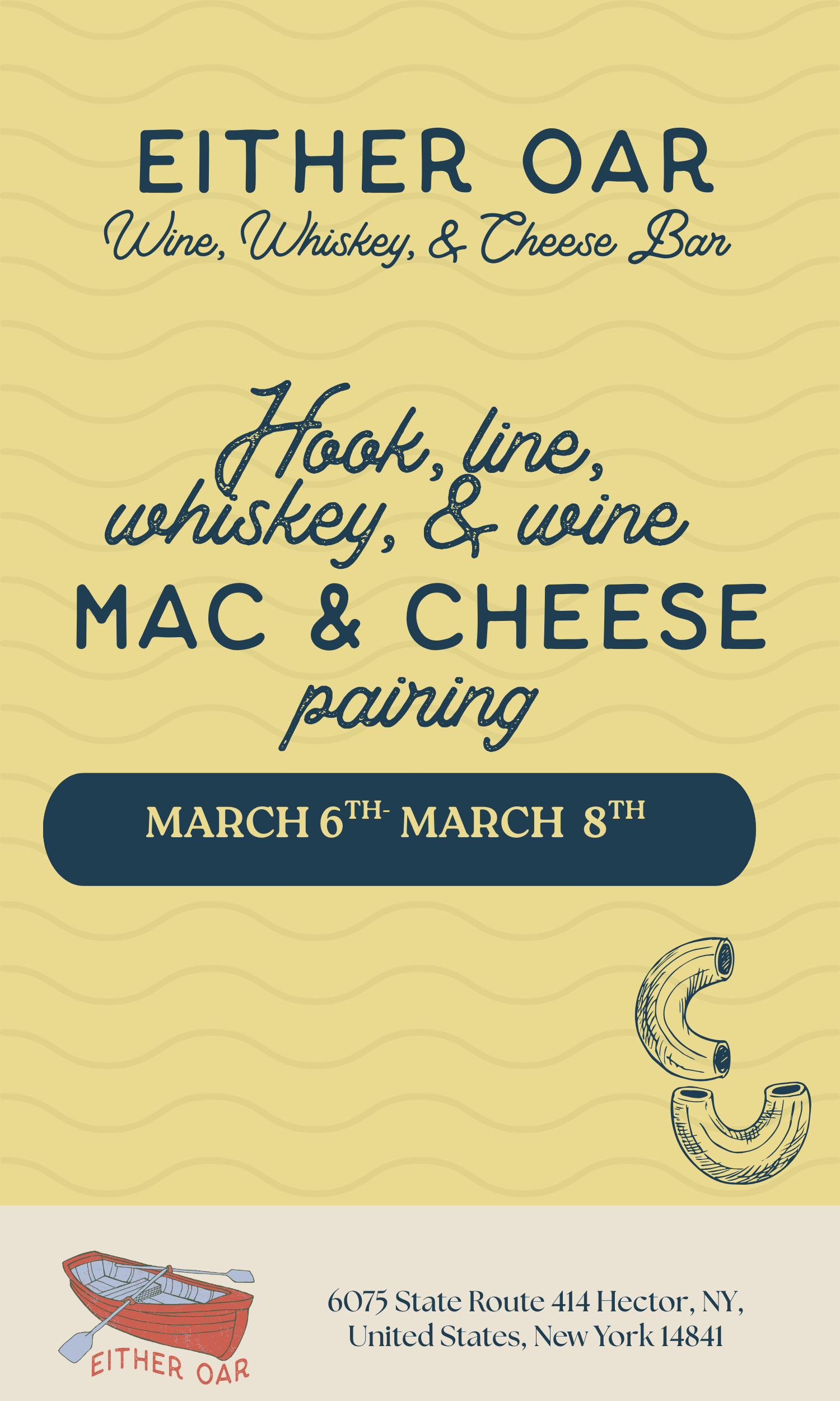 Hook, Line, Whiskey, &amp; Wine Mac &amp; Cheese Pairing @ Either Oar