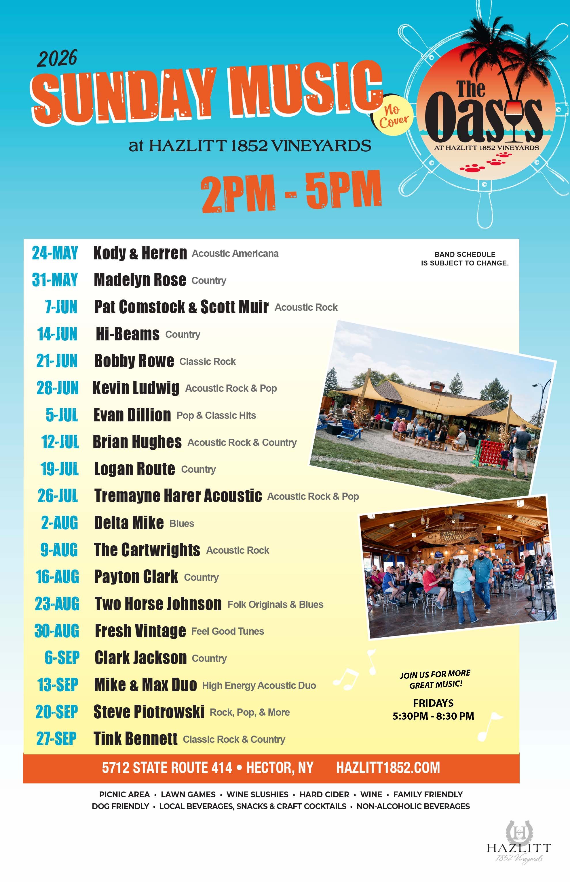 Oasis Sunday Music at Hazlitt 1852 Vineyards
