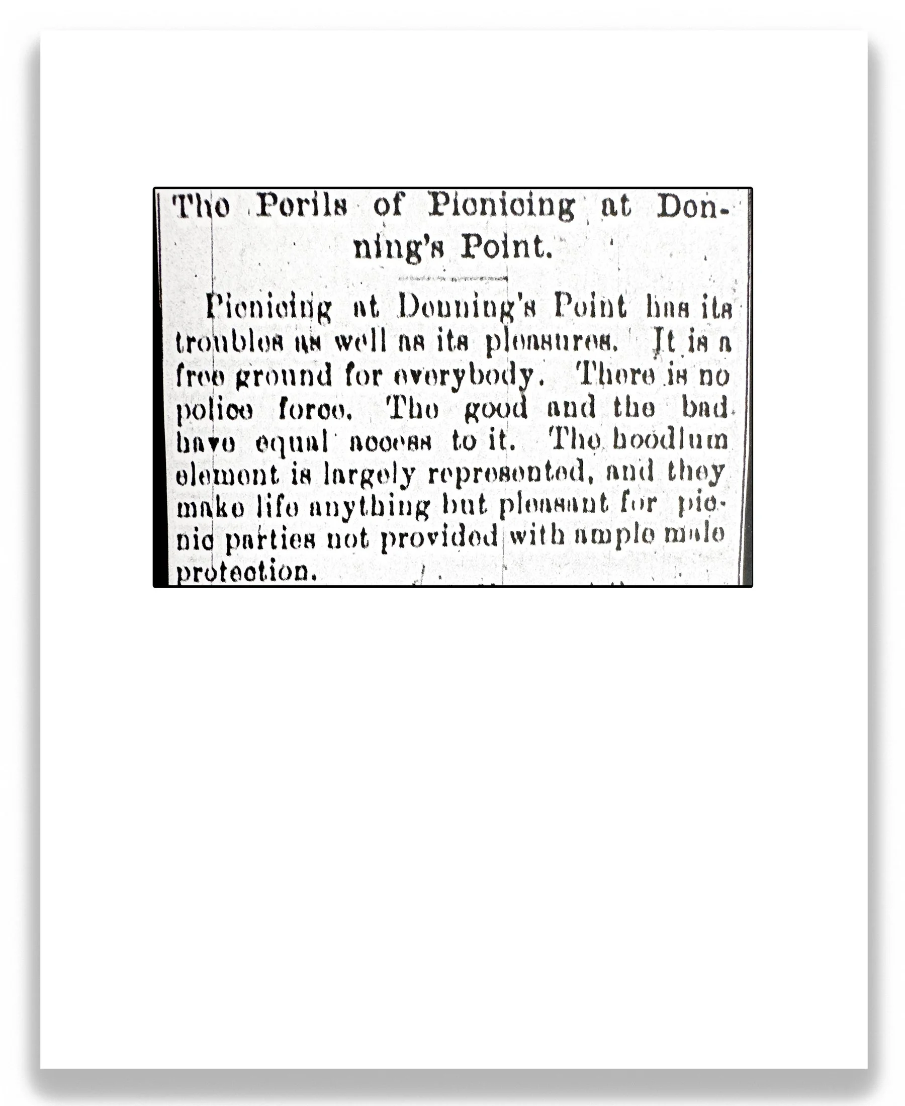 The Perils of Picnicking at Denning's Point, 2026, inkjet print on archival paper mounted on wood panel, 10 in x 8 in.