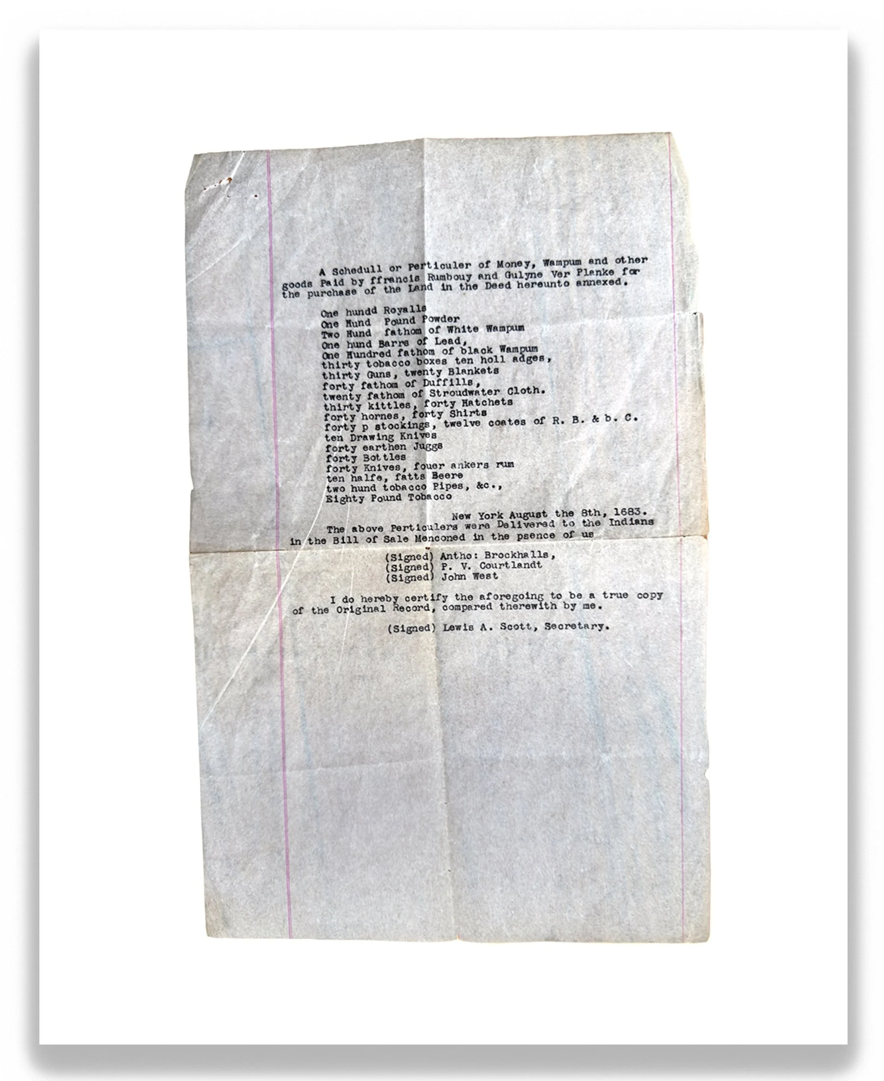 Transcript of the Rombout Patent, Page Three, 2026, inkjet print on archival paper mounted on wood panel, 10 in x 8 in.