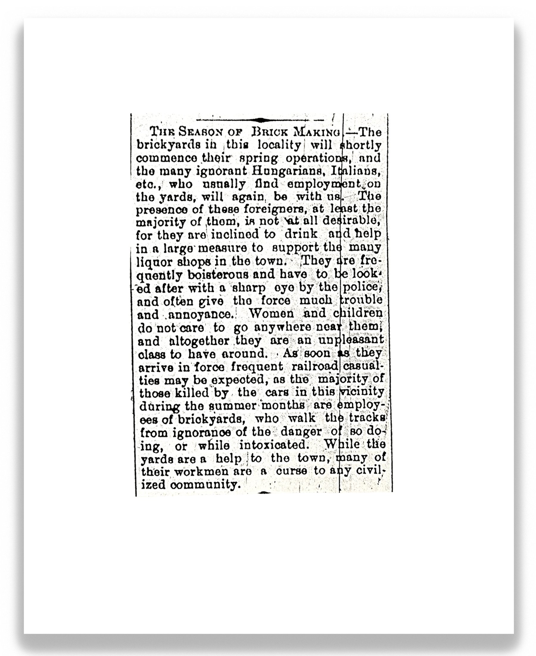 The Season of Brick Making, 2026, inkjet print on archival paper mounted on wood panel, 10 in x 8 in.