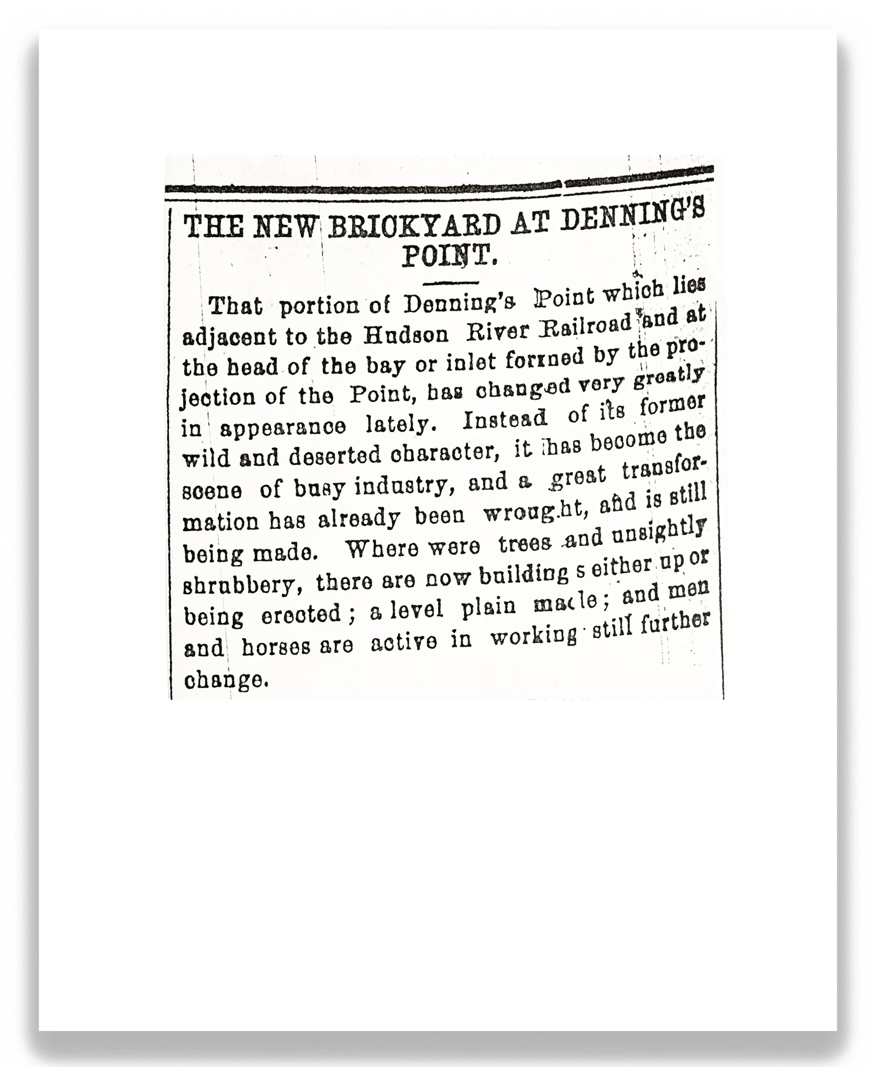 The New Brickyard at Denning's Point, 2026, inkjet print on archival paper mounted on wood panel, 10 in x 8 in.