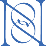 A stylized letter 'N' with decorative flourish and a diagonal line crossing through it.