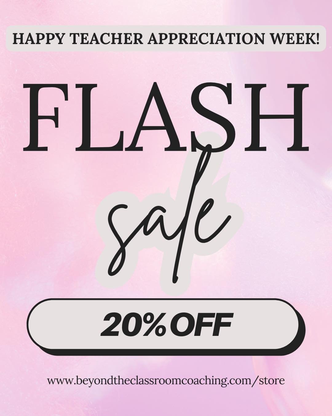 βΌοΈ FLASH SALE for Teacher Appreciation Week! βΌοΈ
You’ve spent the year pouring into others, now it’s time to invest in YOU!
For a limited time, take 20% OFF any item in the Beyond the Classroom Coaching store!
Whether you're ready to r