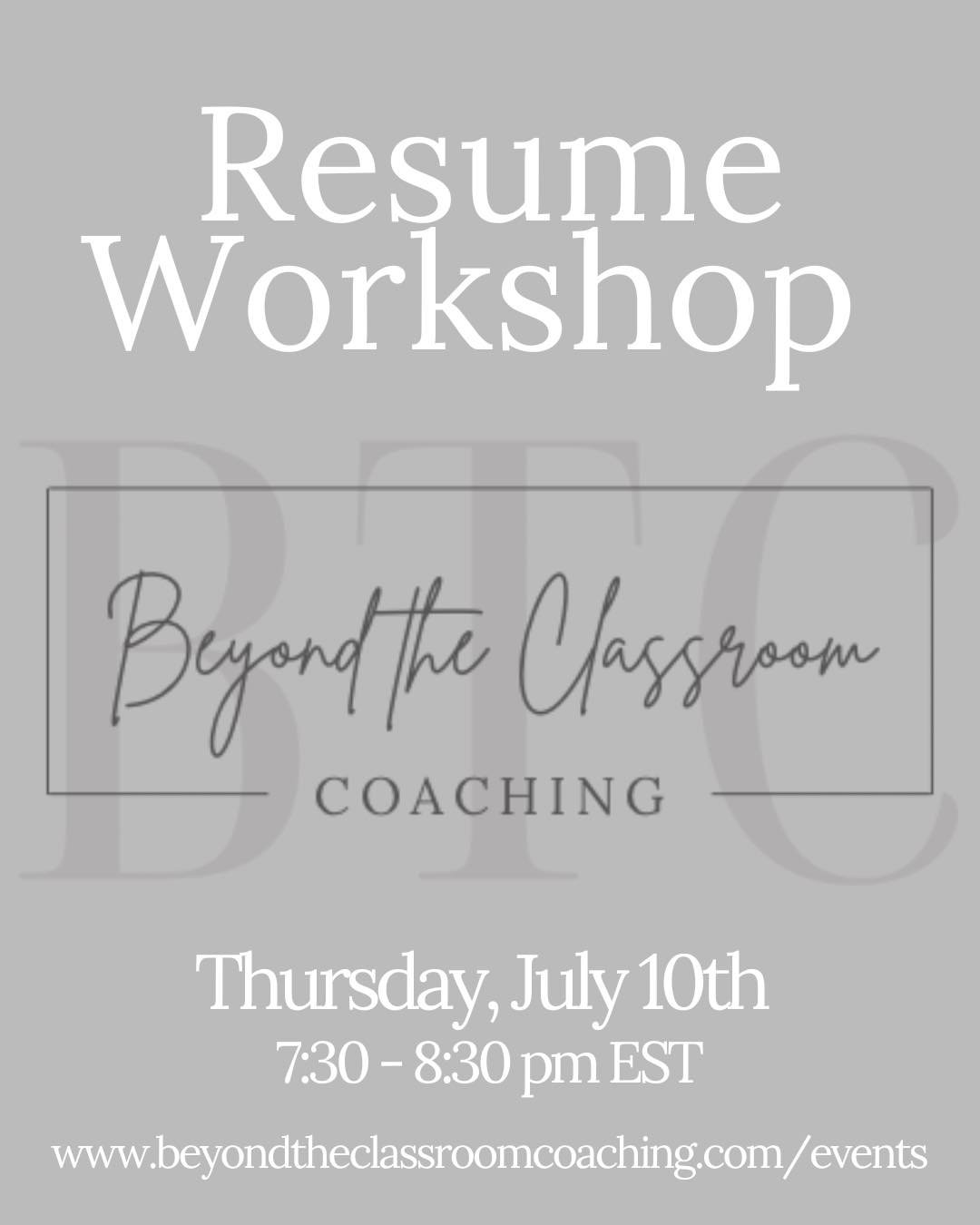 π FREE Resume Workshop for #TransitioningTeachers!
Not sure how to translate your teaching skills and experience on your resume? Join BTC Coaching’s Resume Workshop to learn:
β
How to highlight your transferable skills
β
Which resume format