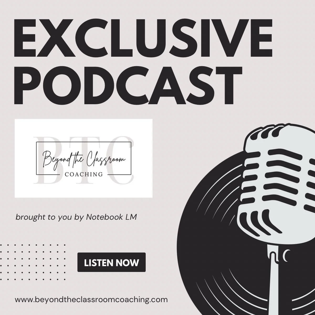 ποΈ Beyond the Classroom Podcast Episode now available for members!
Feeling overwhelmed by all the resources and options? Listen in to Notebook LM’s podcast on how to get started on your journey beyond the classroom! This exclusive episode bre