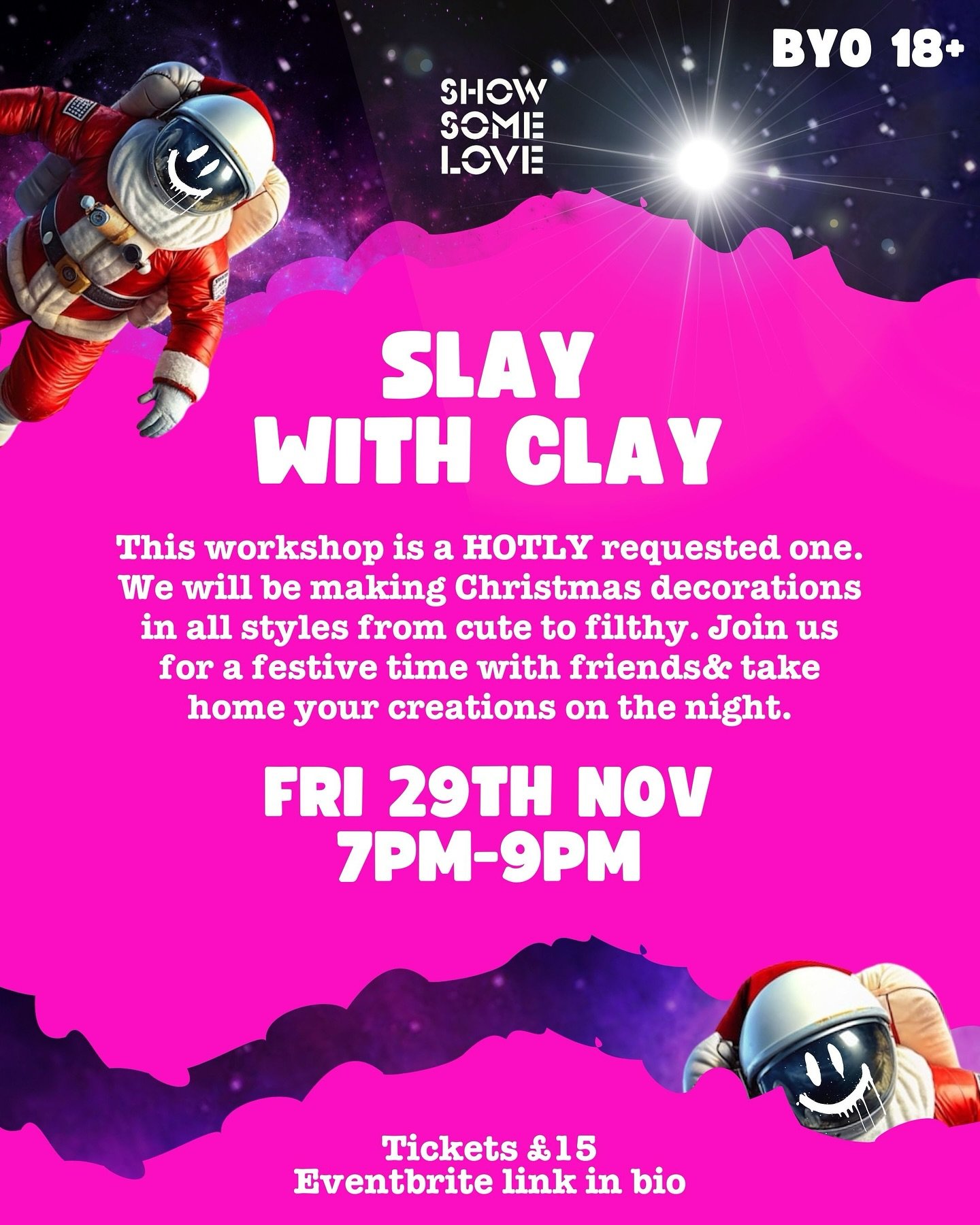 You asked and we listened! Join us for our first air dry clay class where you can make what you like (willies and boobs included) or join in while we make our Christmas decorations. Sure we&rsquo;re wholesome now 😂
-
See you tomorrow night with tick