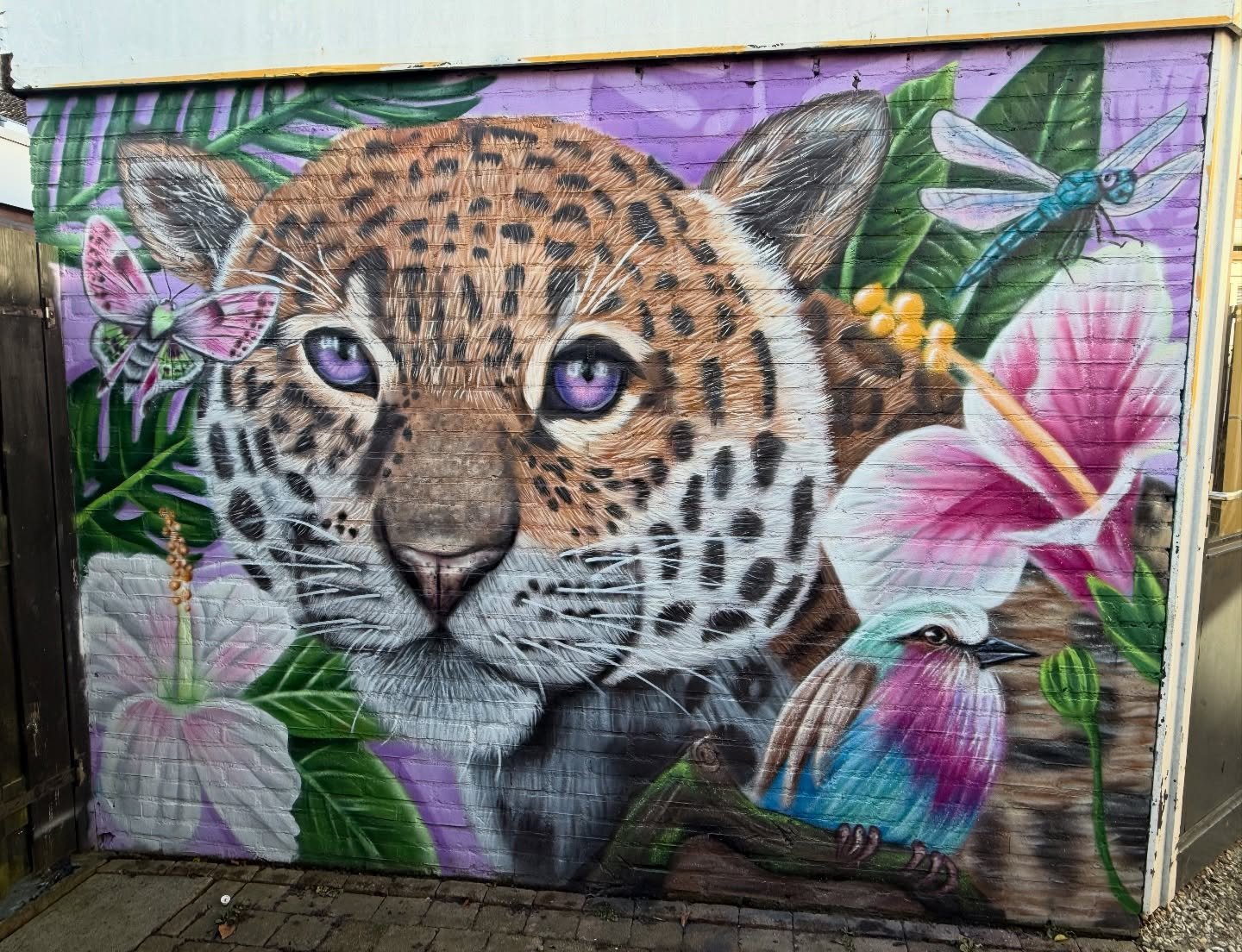 Flora and fauna 🌸🐆🌿 mural in my own backyard.
Combined spraypaint with brushes to create this mural.

Soon full progress video on my YouTube Channel🔴

#spraypaintart #spraypaint #graffiti #mural #streetart