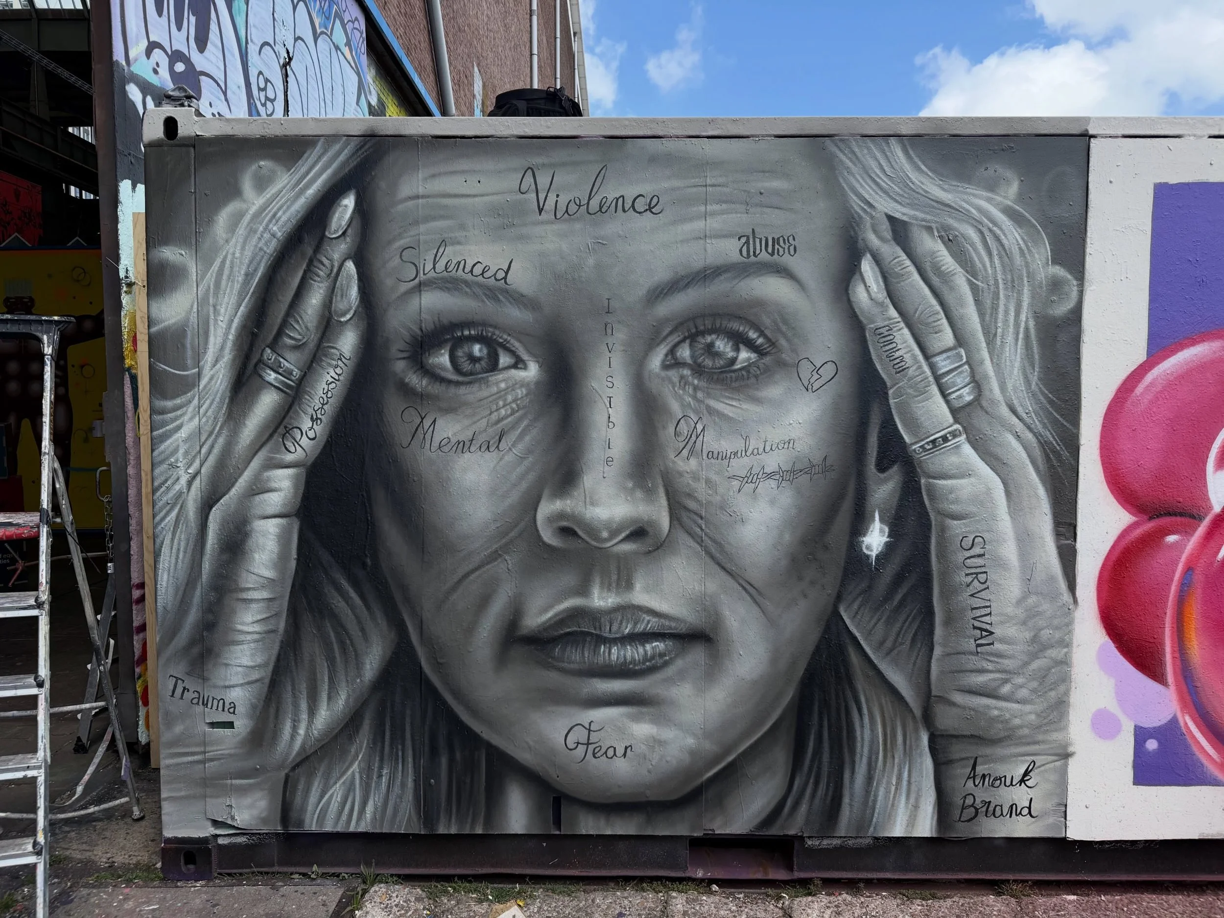 &ldquo;Ink Fades But Scars Remain&rdquo;

My artwork created for the first edition of &ldquo;Women in Street Art&rdquo; at @straatmuseum 
.
This piece is about violence against women.
Some time ago, there was a story in the Dutch news about a woman w