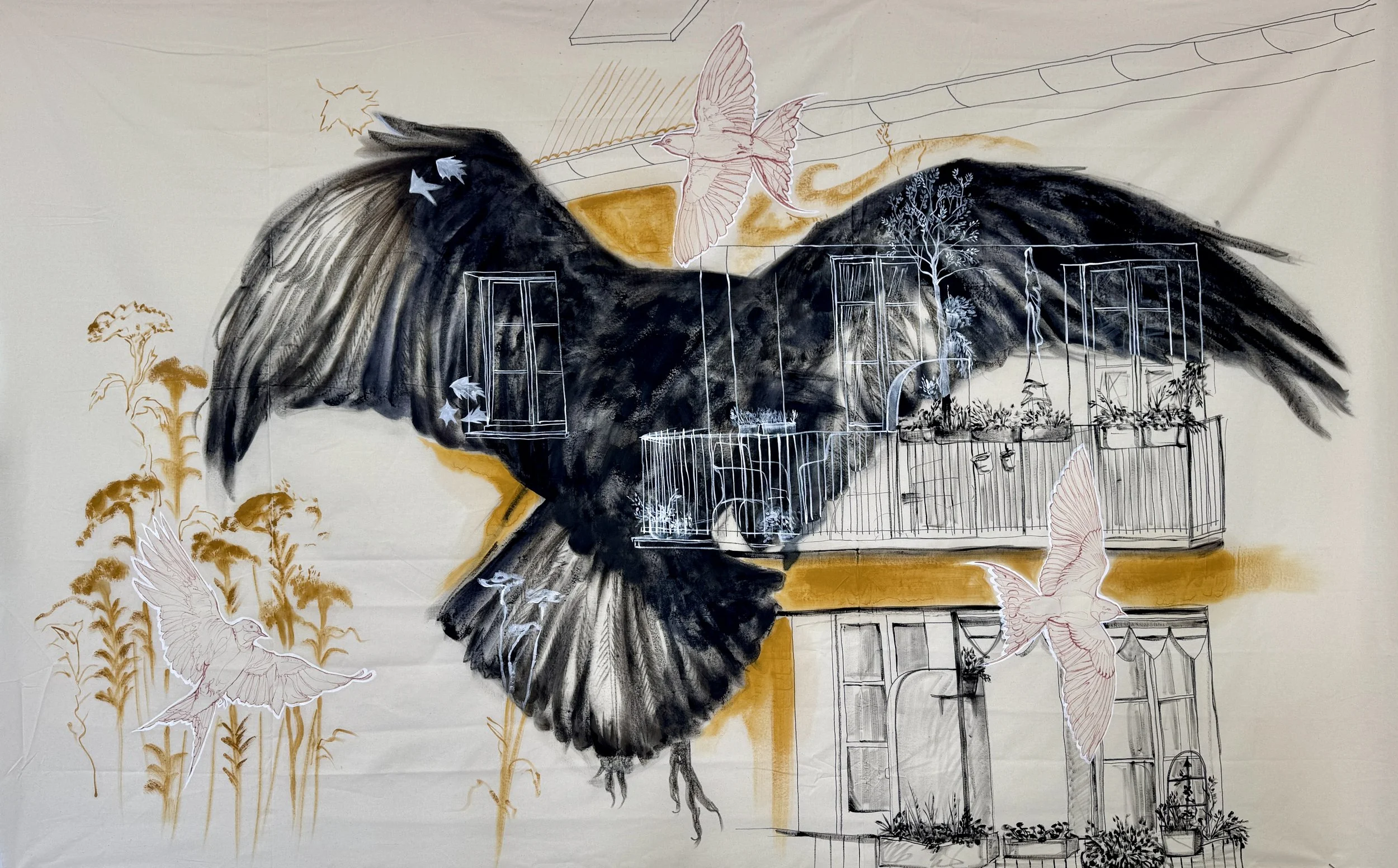 Jeden Tag (WIP). 2025. Mixed media.