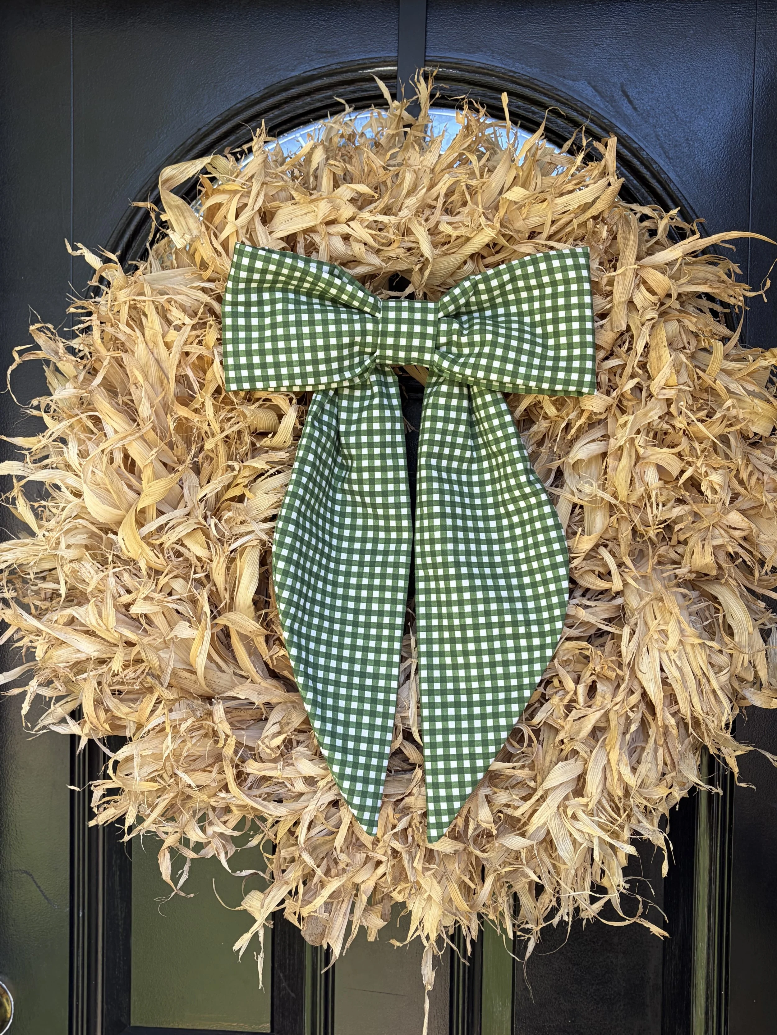 Hunter Green Gingham Wreath Bow