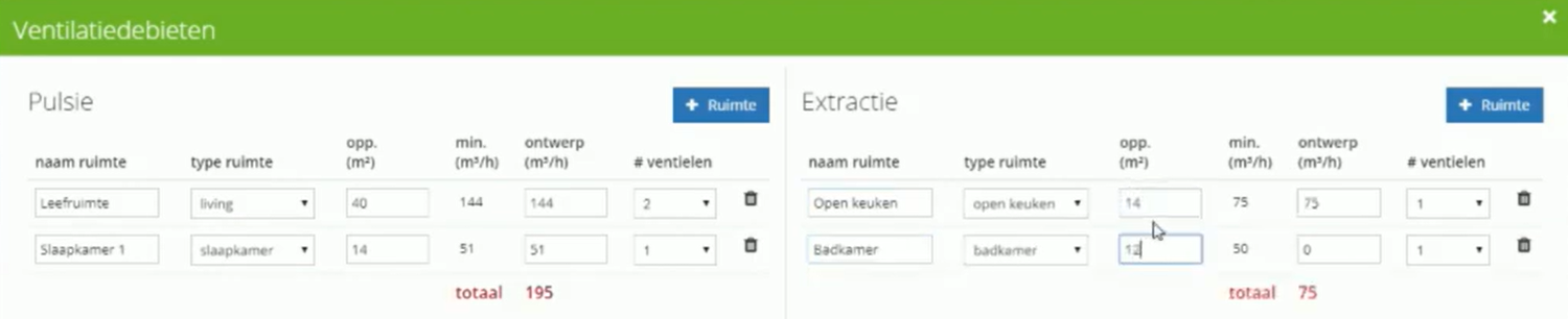 Ventilatieberekening HEAT-BOX