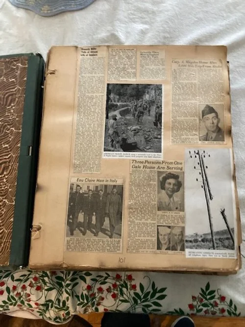 Scrapbook constructed by Clarence "Chink" Johnson during the war

