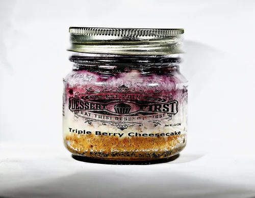 Triple berry cheesecake jar