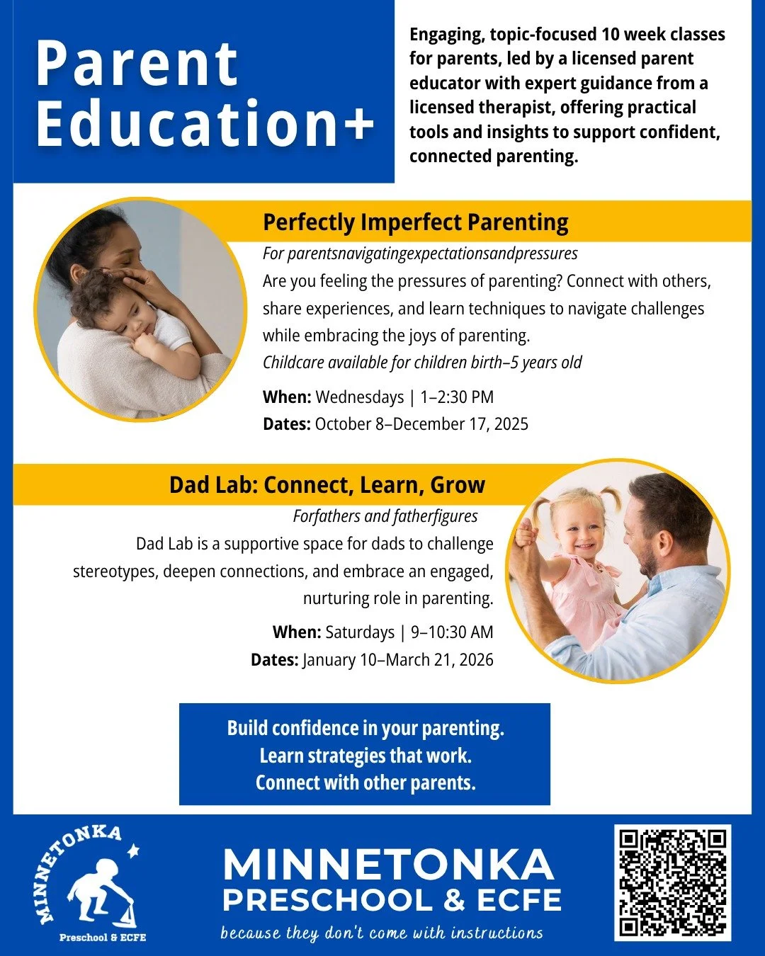 Three new parenting groups starting this fall/winter at Minnetonka Early Childhood Family Education Center! 🎉

If you are feeling overwhelmed with the pressures of parenting, join us for Perfectly Imperfect group this week!

To connect with other pa