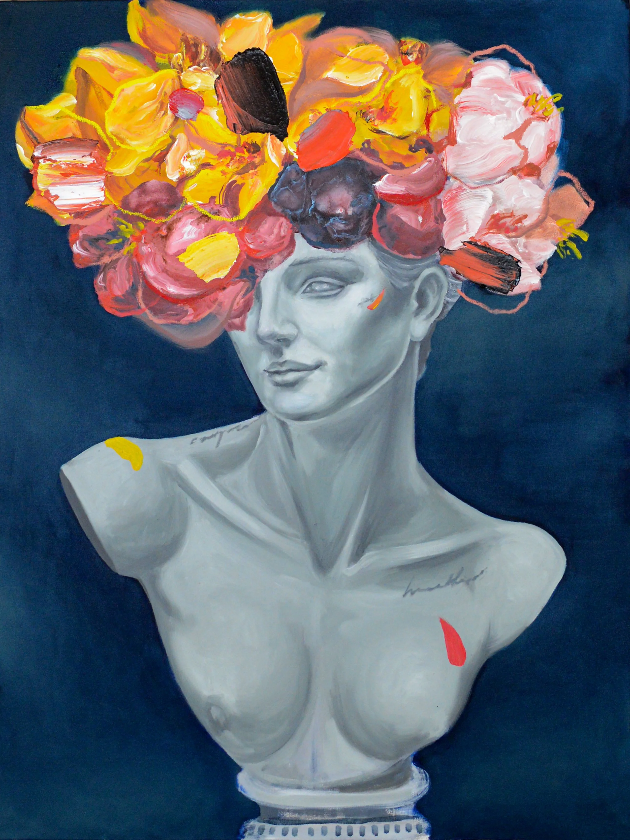 "When Statues Dream"
Mixed media on canvas
30"x40"