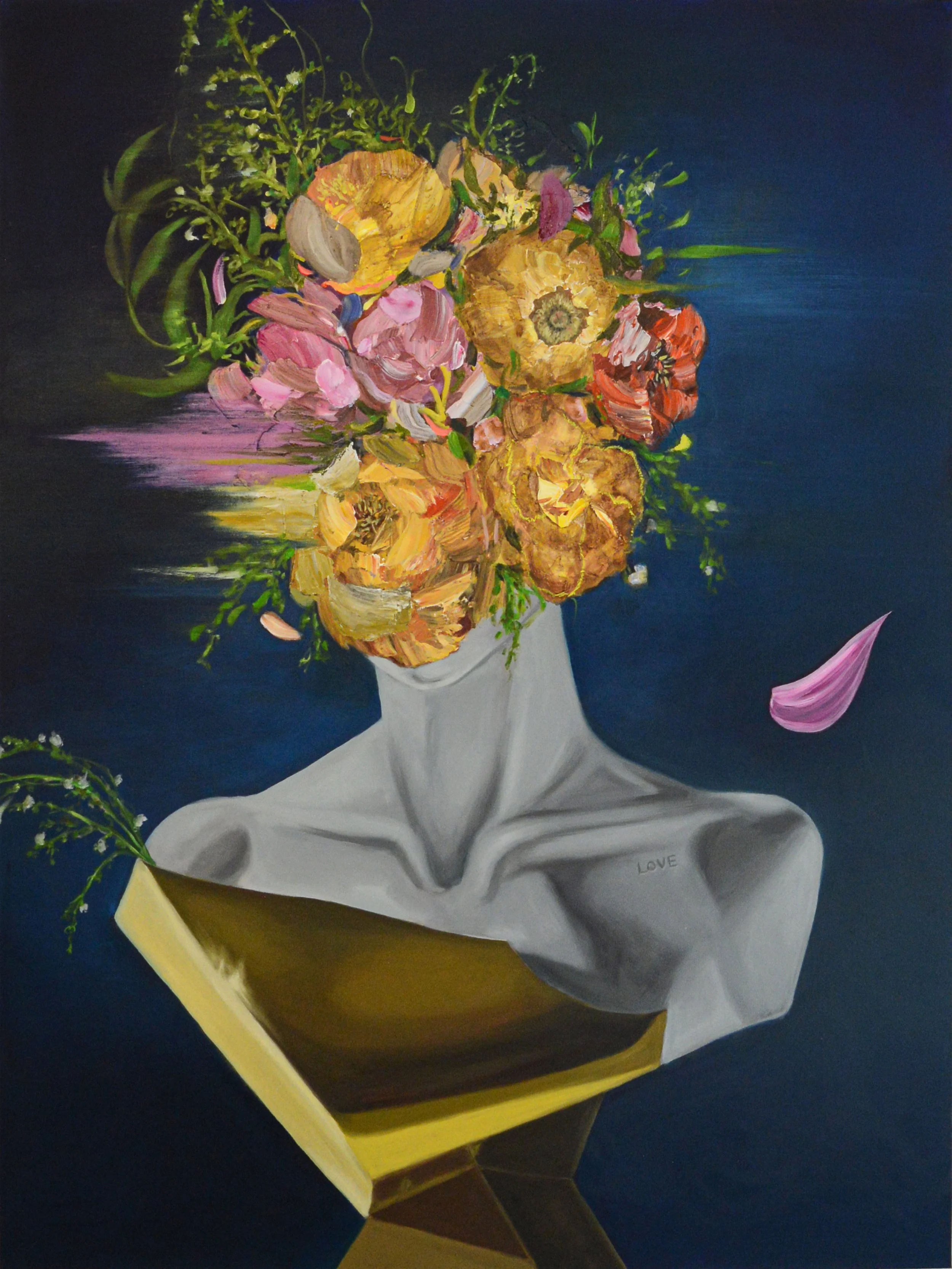 "Gown of the Golden Dusk"
Mixed media on canvas
48”x60”