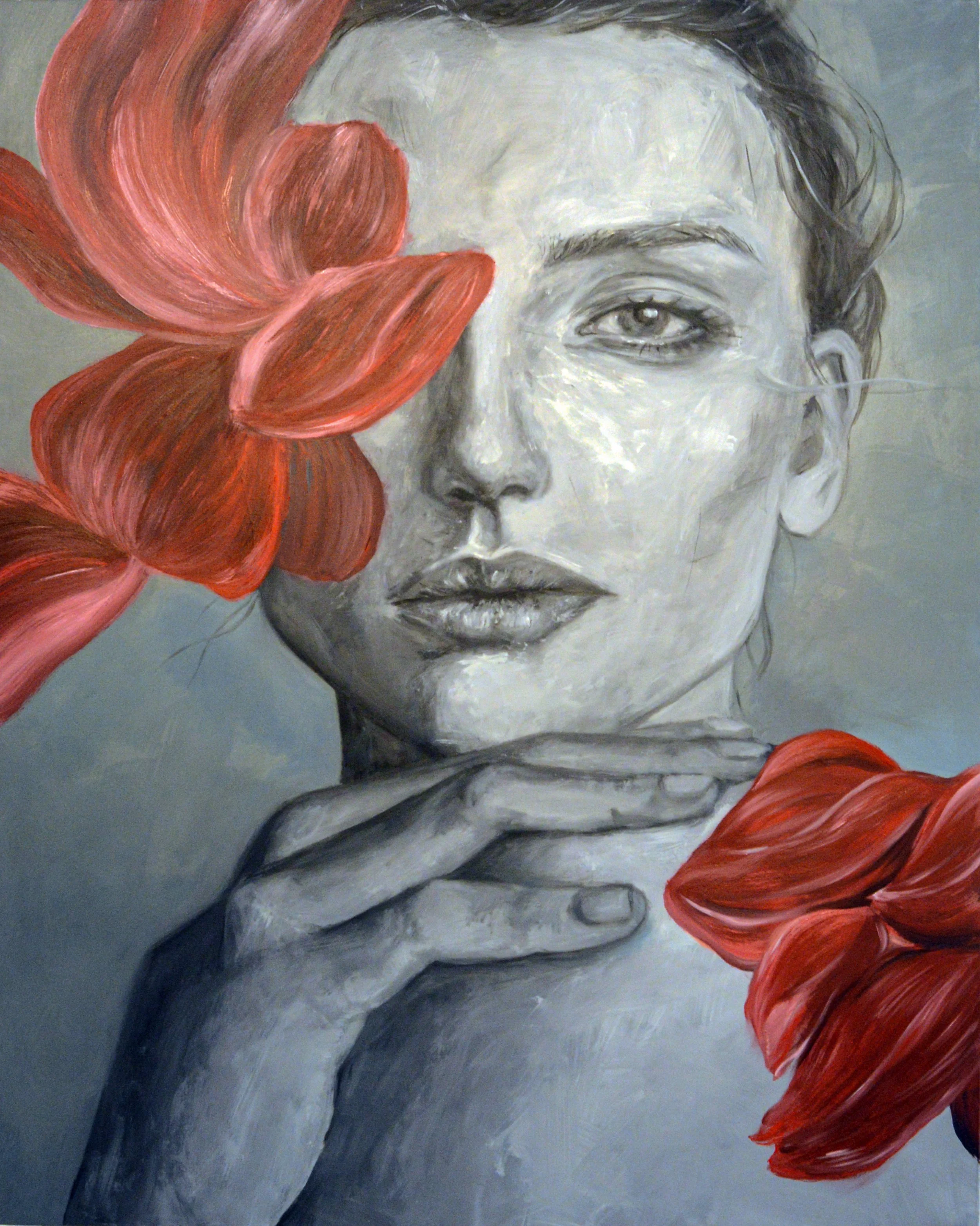 "Veins of Her Petals"
Mixed media on canvas
48”x60” 