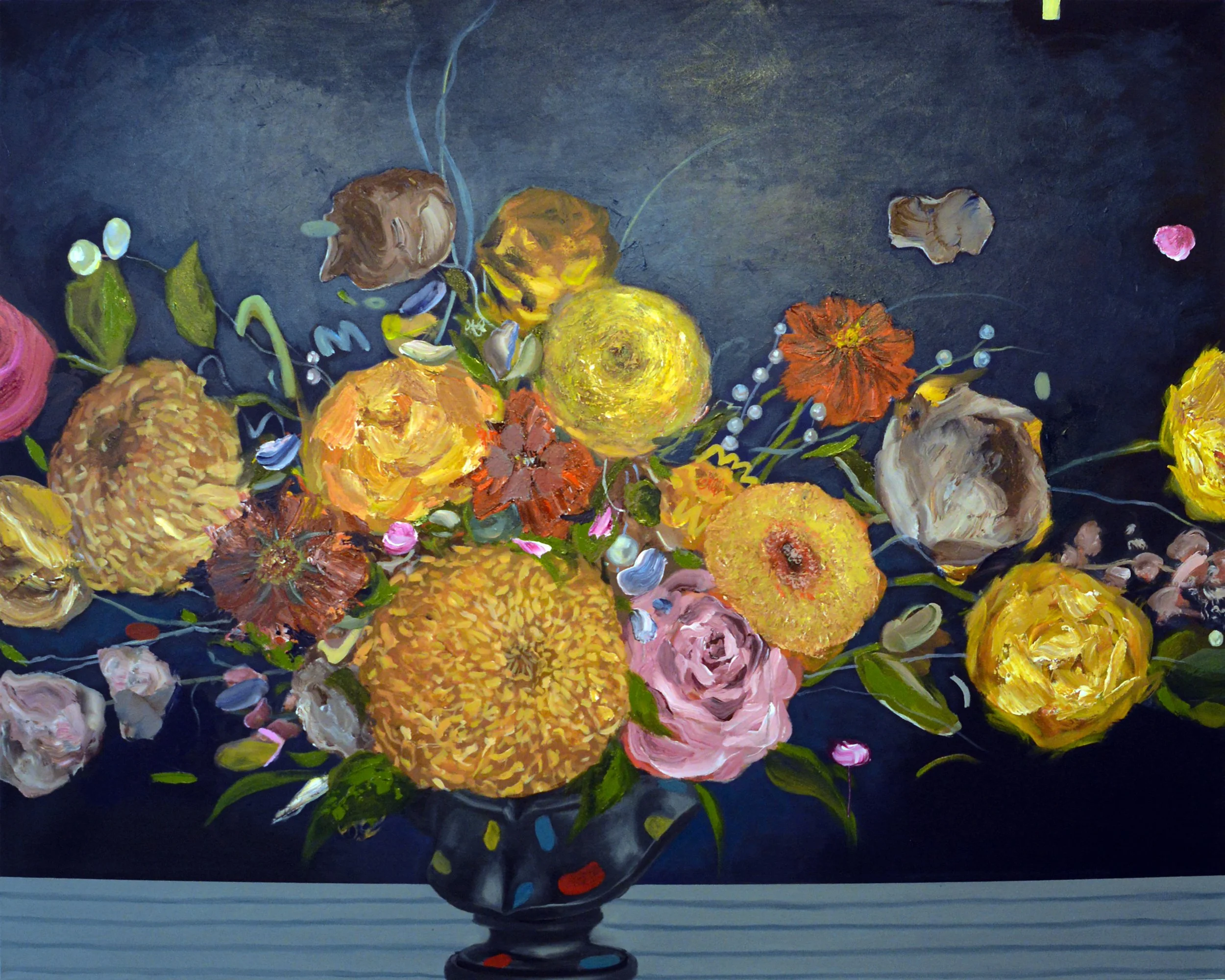"Midnight Bloom"
Mixed media on canvas
60”x48”