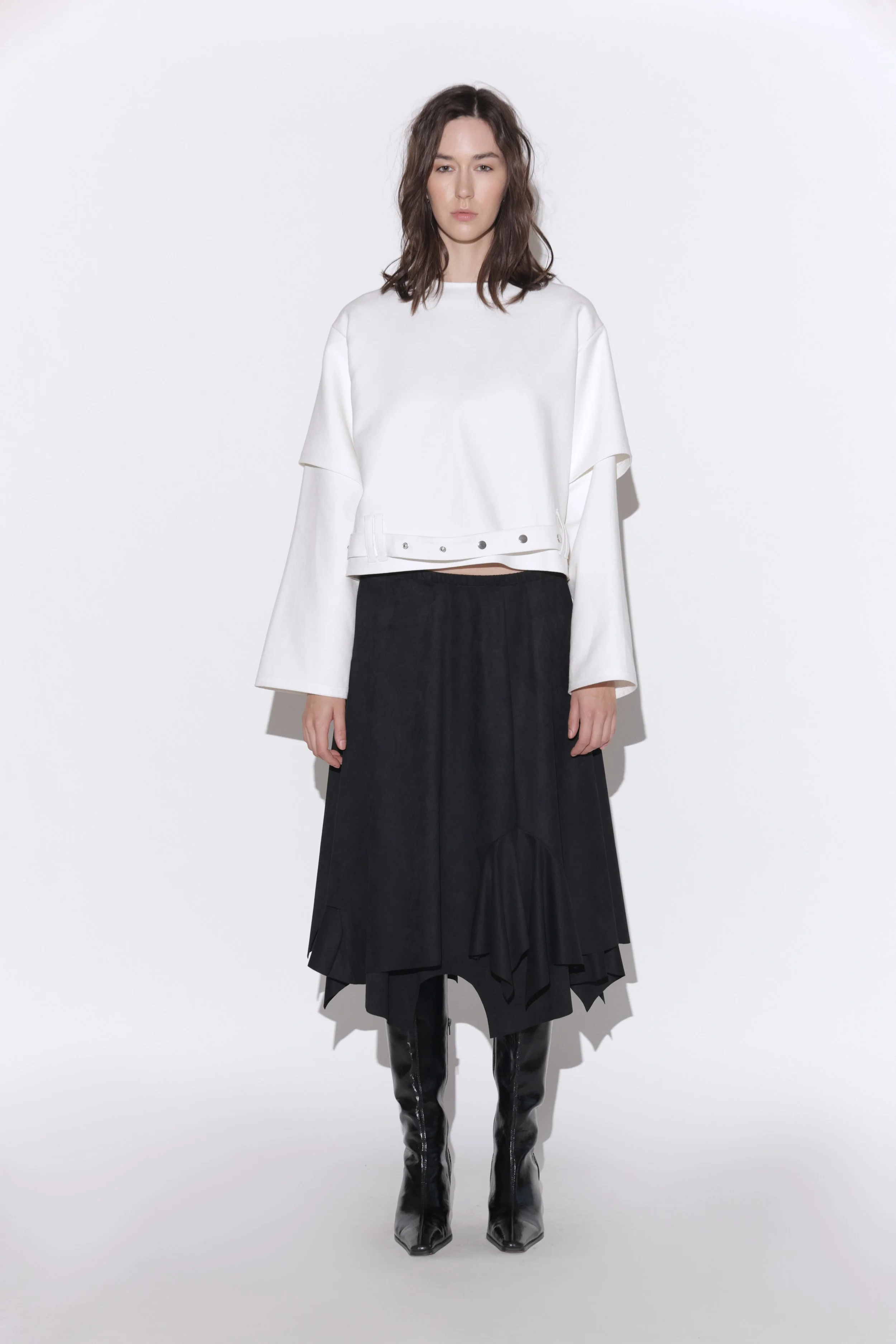 6.0 DOUBLE T-SHIRT BELTED TOP