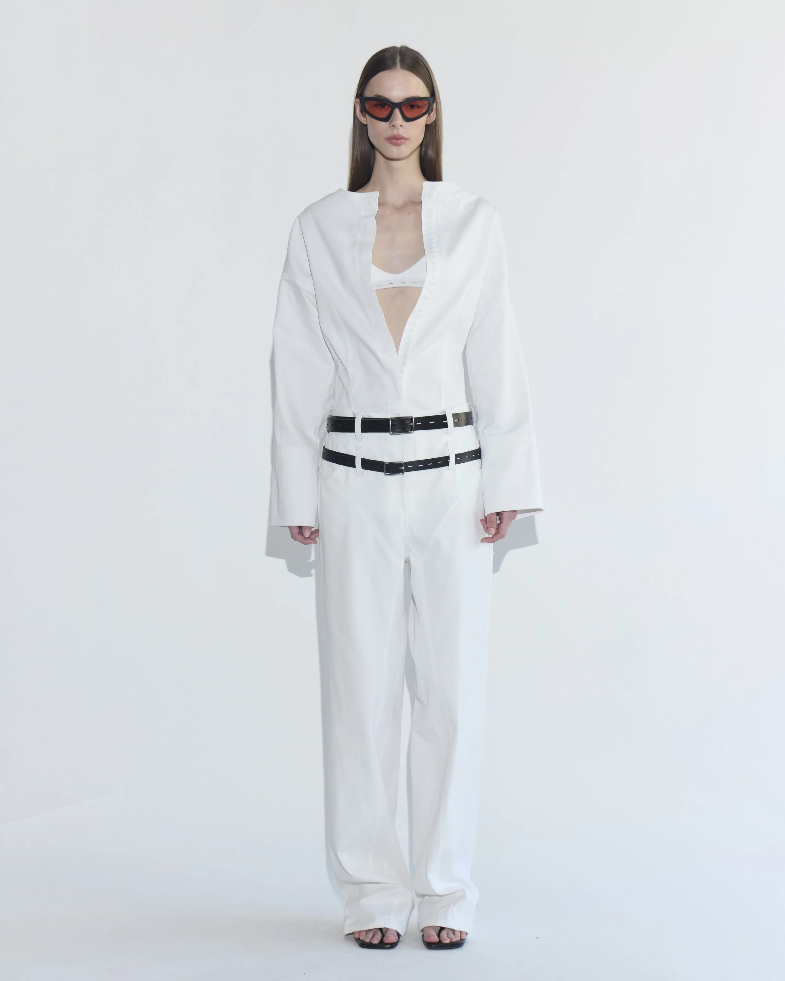 5.0 straight leg jeans in white