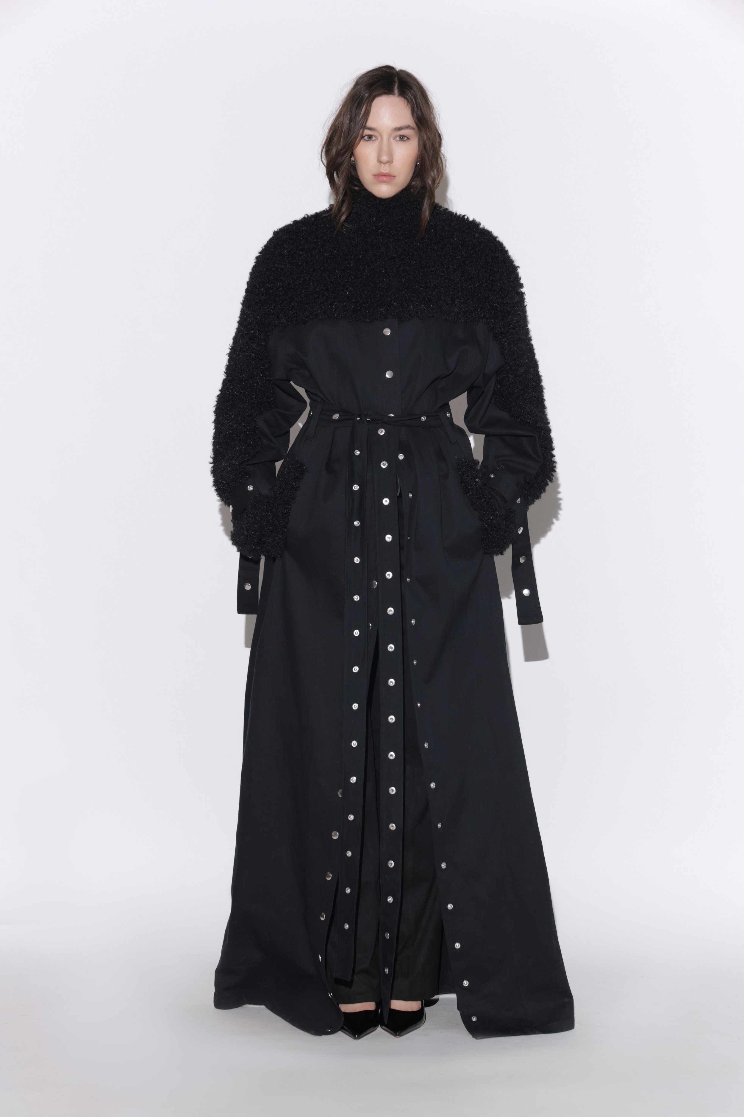 6.0 OVERSIZED DENIM AND FAUX FUR TRENCH COAT