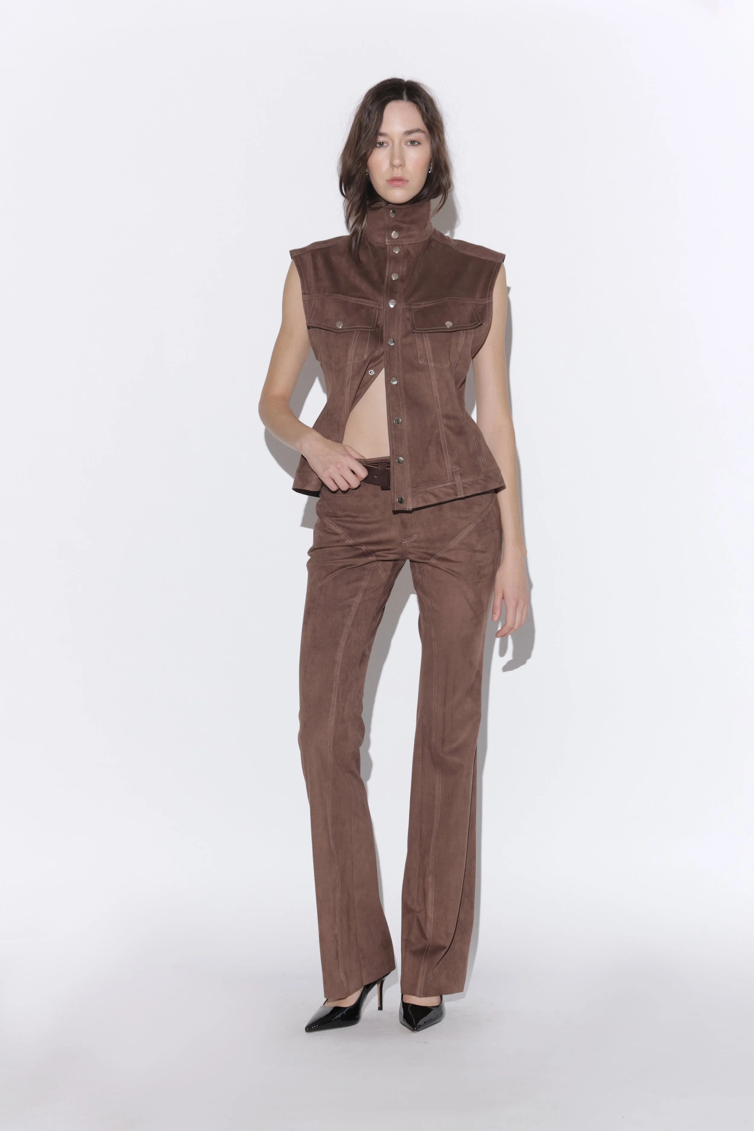 6.0 SKINNY FAUX SUEDE TROUSERS