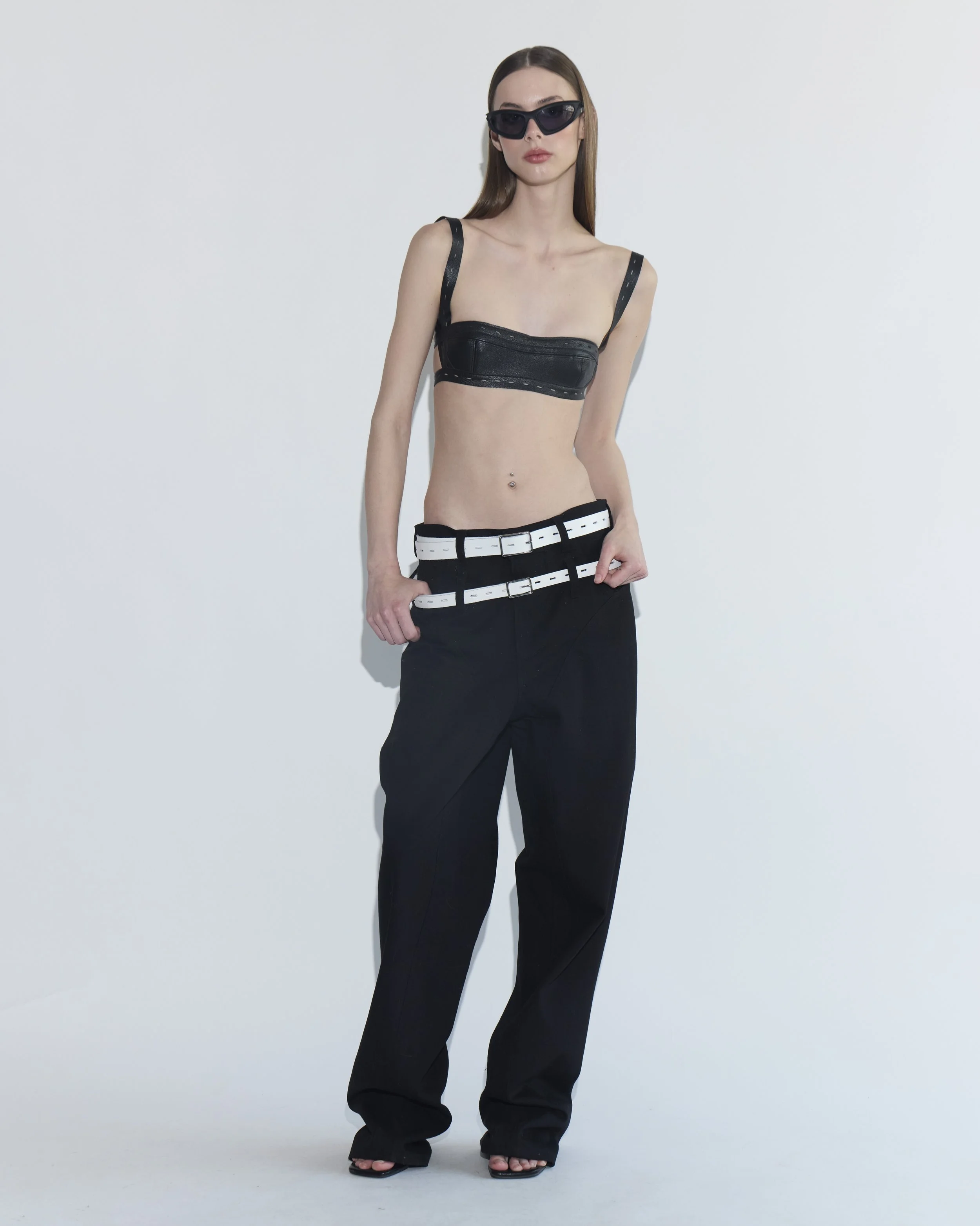 5.0 faux leather bra top