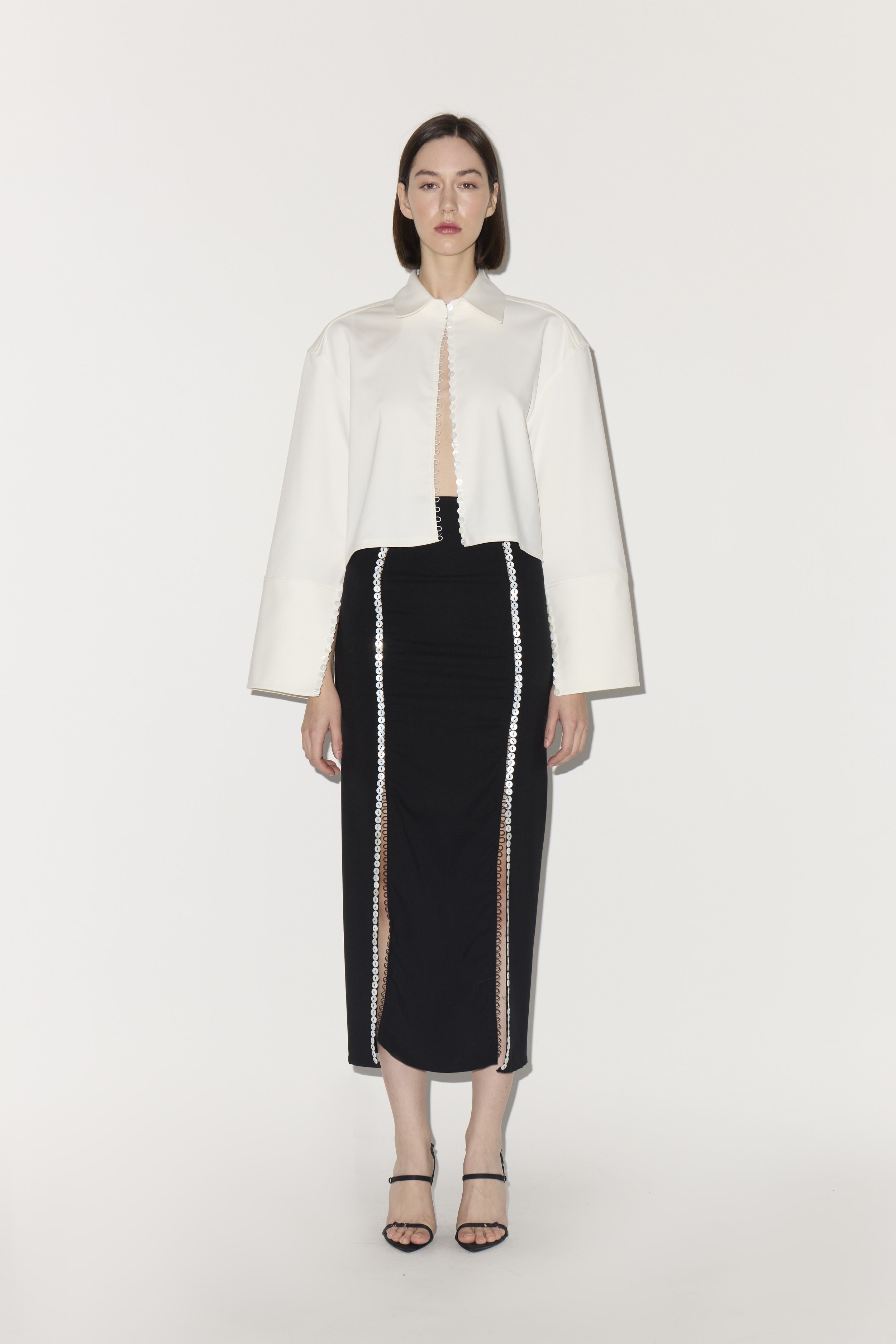 4.0 button midi skirt