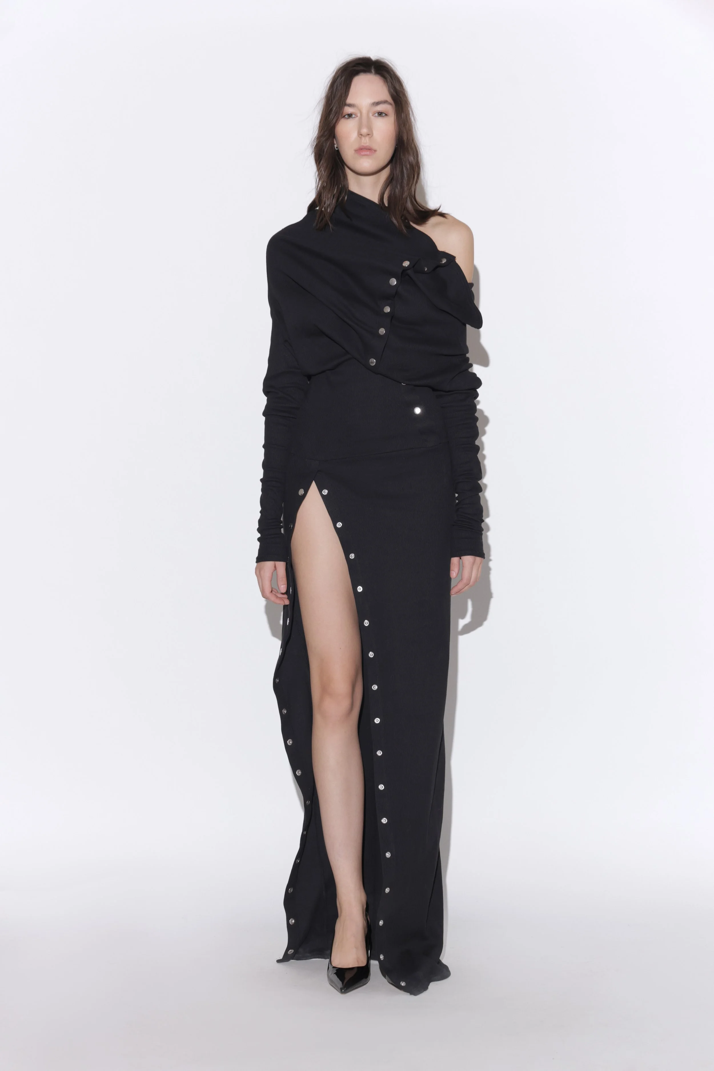 6.0 RIBBED OFF-SHOULDER DRESS
