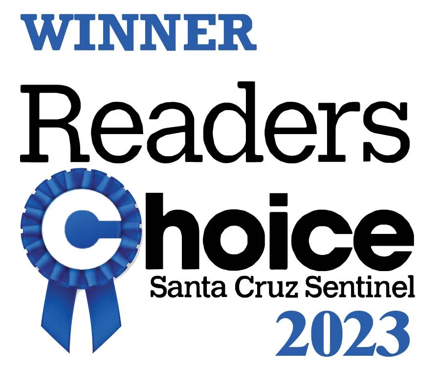 Best Contractor Santa Cruz Sentinel Readers' Choice winner for 2023, with a blue ribbon badge and the words 'WINNER' 2023