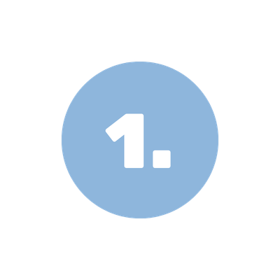 Blue circle with white number 1.
