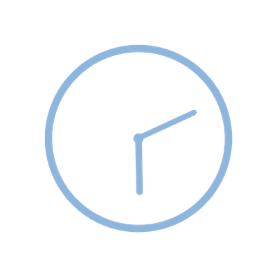 Simple illustration of an analog clock showing the time as 4:30.